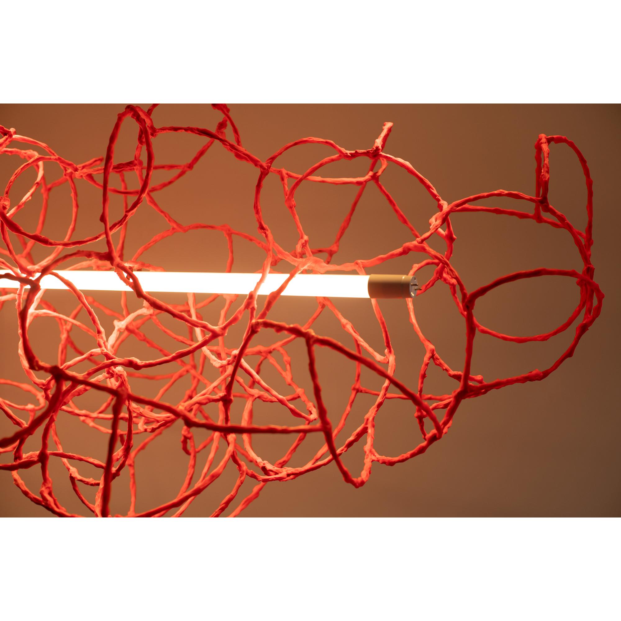 Bulge Lines chandelier red Norihiko Terayama Sculptural lamp For Sale 3