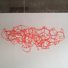 Bulge Lines chandelier red Norihiko Terayama Sculptural lamp
