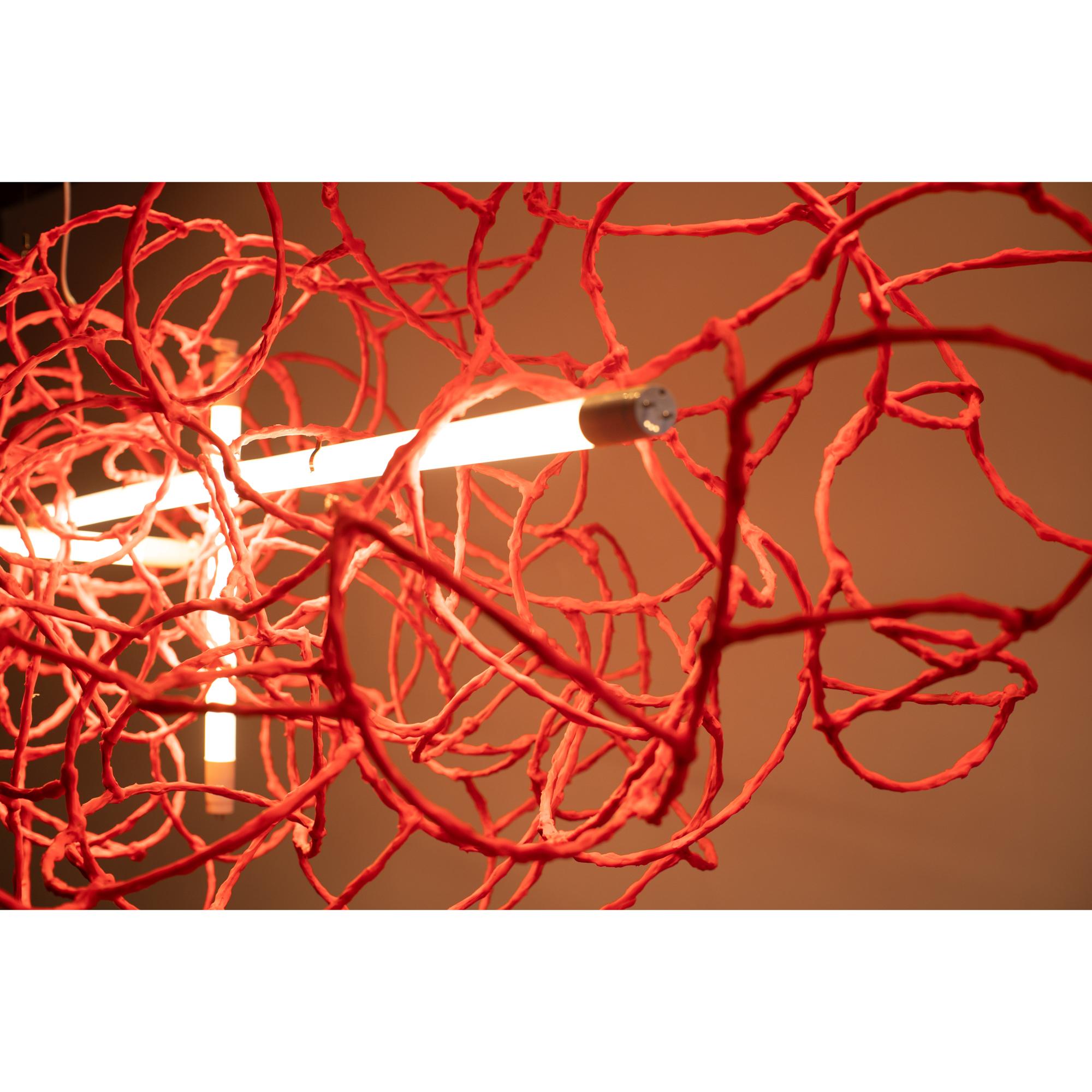 Bulge Lines chandelier red Norihiko Terayama Sculptural lamp For Sale 1