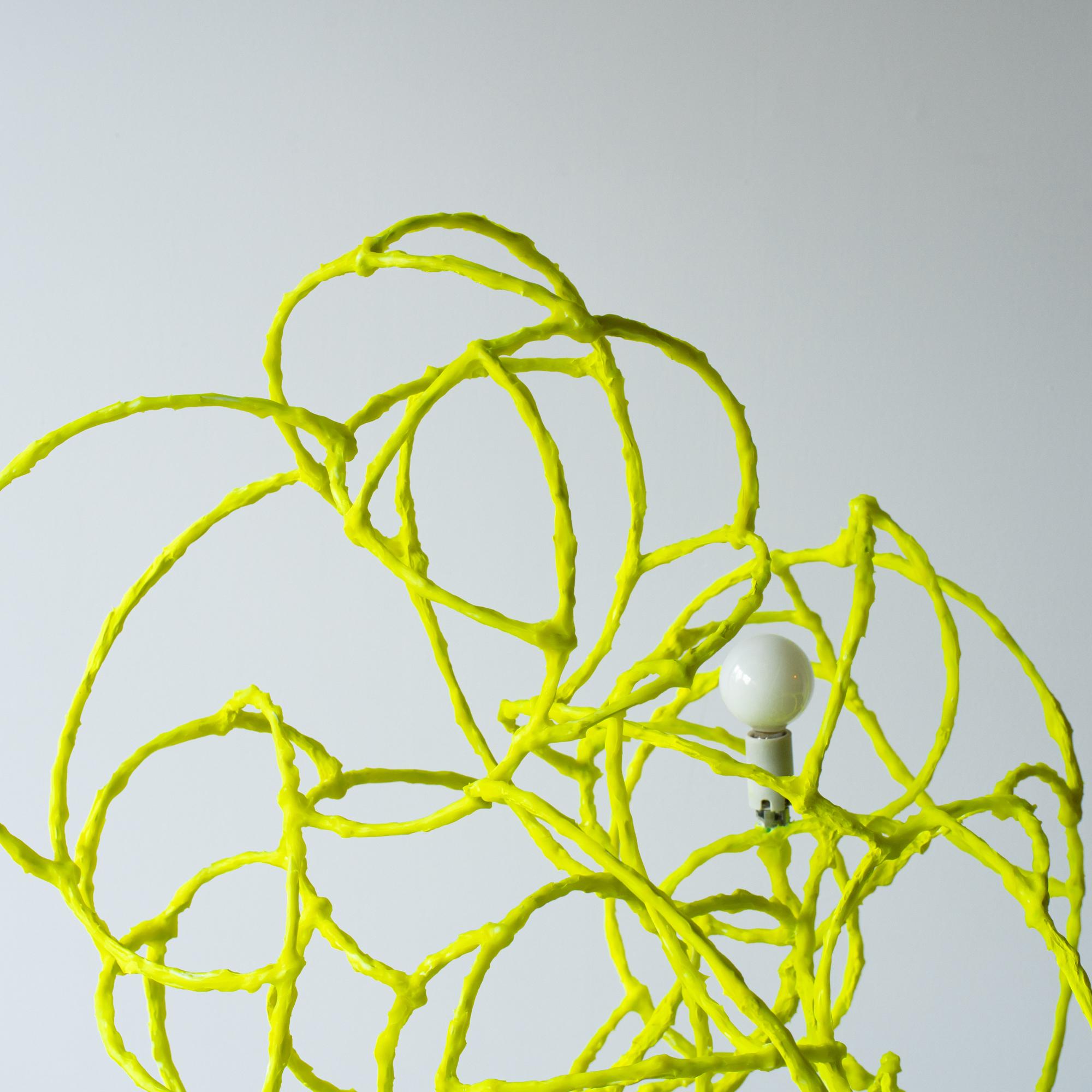 Wire Bulge Lines floor lamp yellow Norihiko Terayama Sculptural lamp