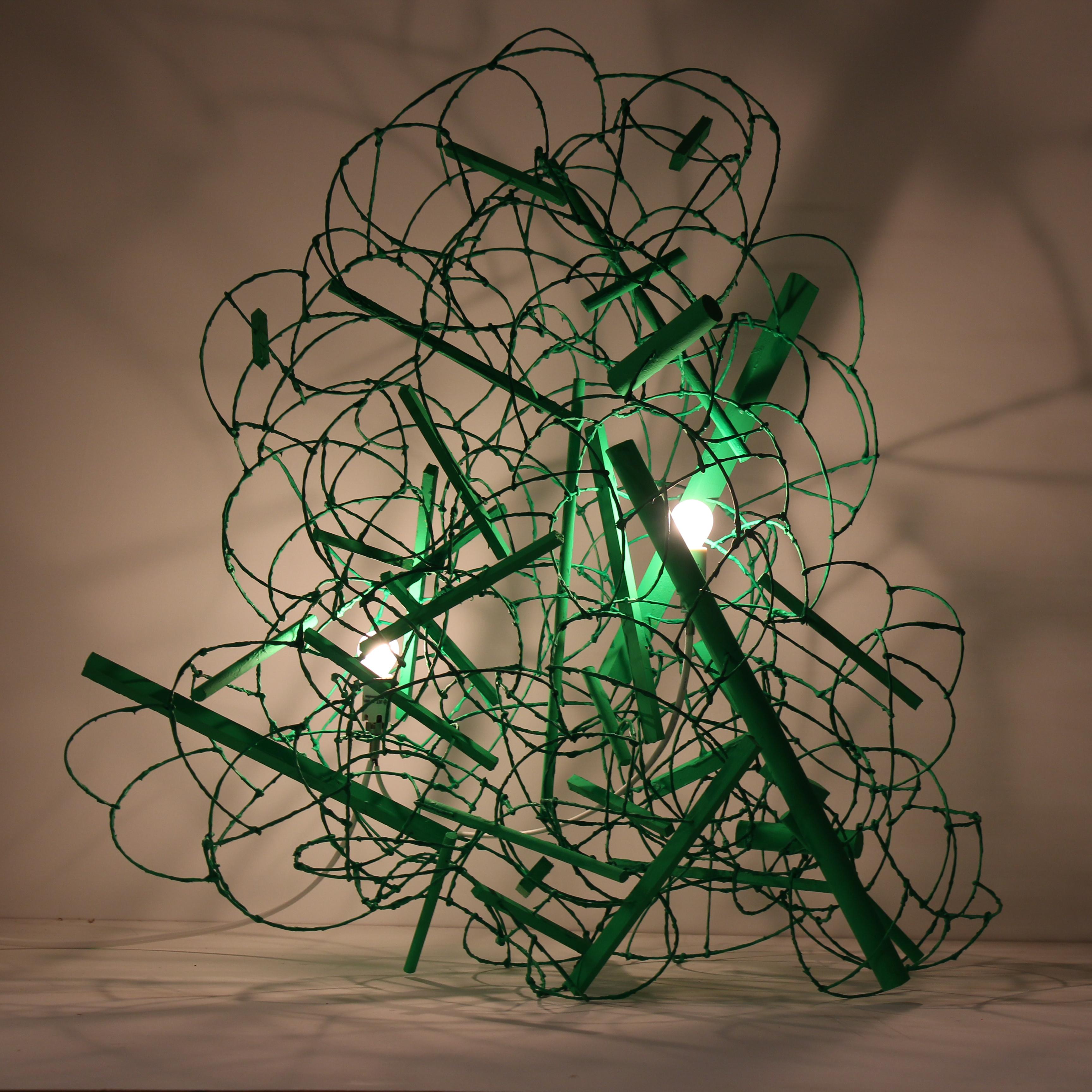 Japanese Bulge Lines Green Norihiko Terayama Sculptural Lamp 5 For Sale