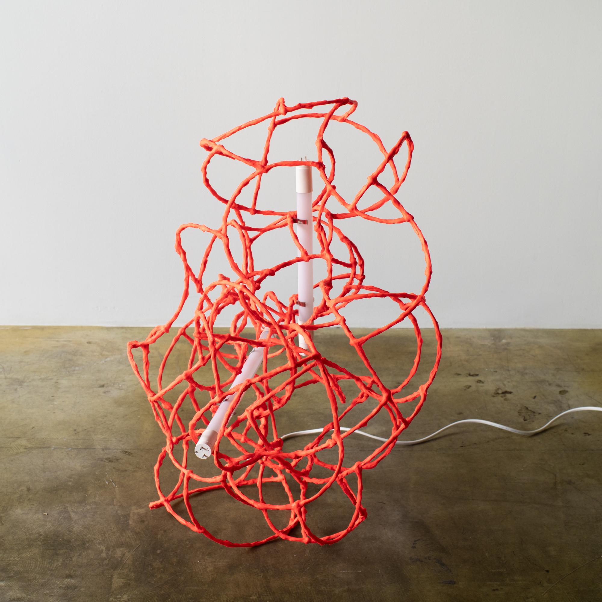 Contemporary Bulge Lines table lamp red Norihiko Terayama Sculptural lamp For Sale