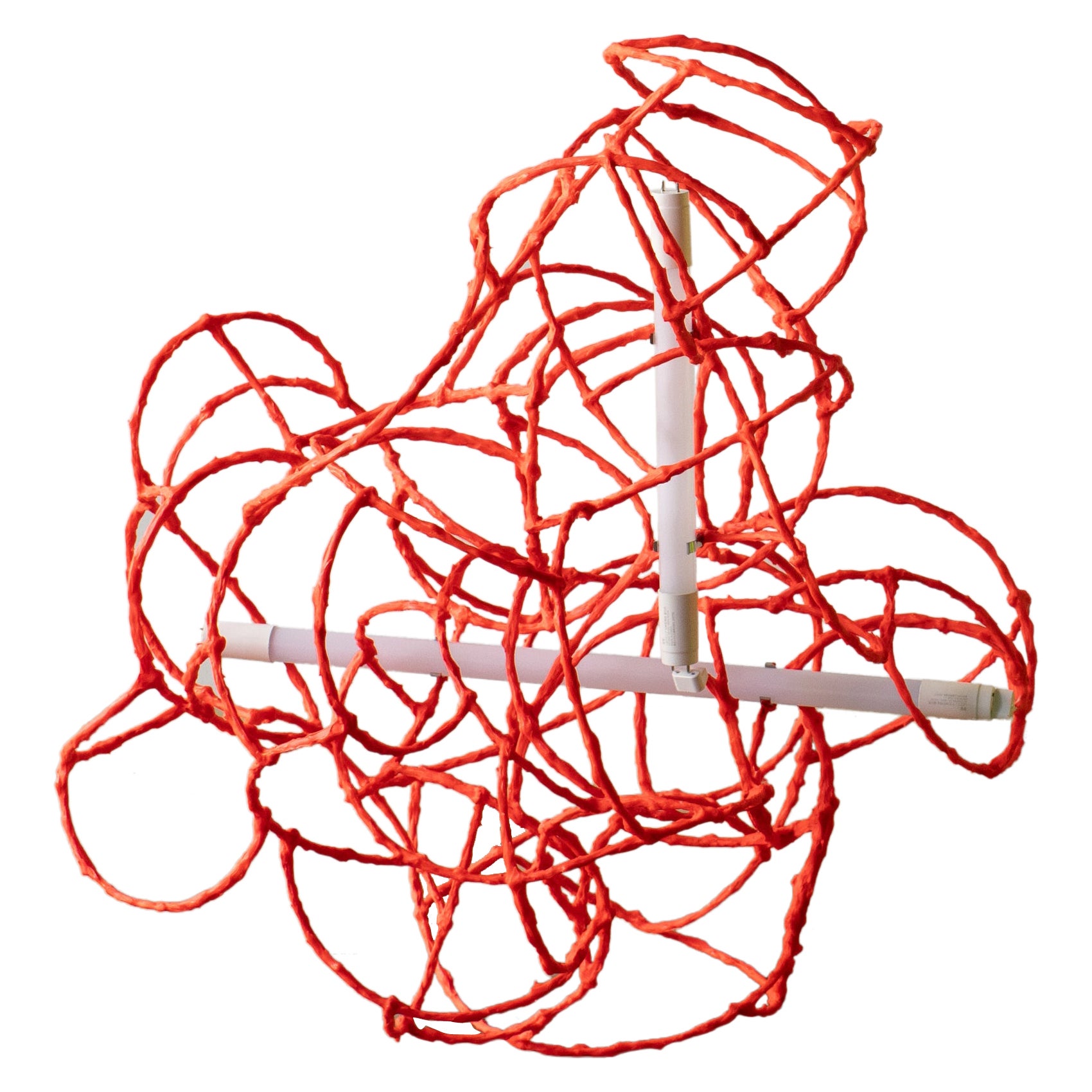 Lámpara de sobremesa Bulge Lines roja Norihiko Terayama Lámpara escultural en venta