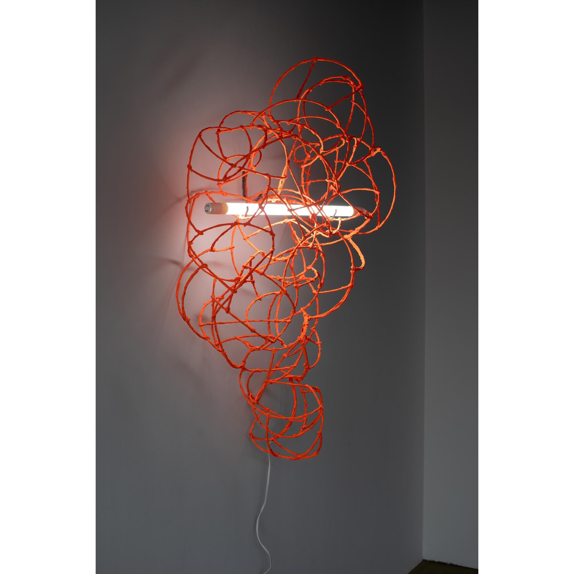 Wire Bulge Lines wall lamp orange Norihiko Terayama Sculptural lamp