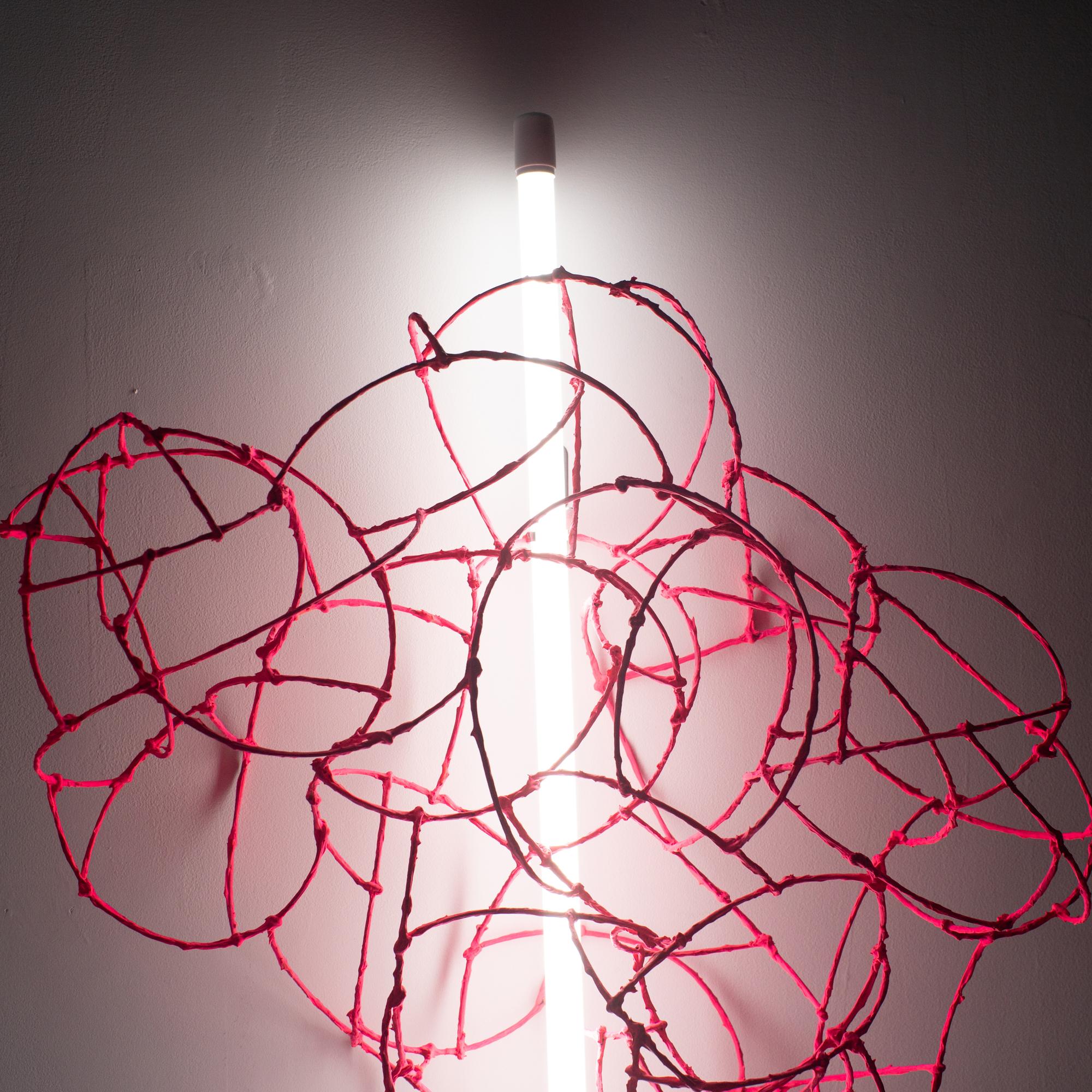 Contemporary Bulge Lines wall lamp pink Norihiko Terayama Sculptural lamp