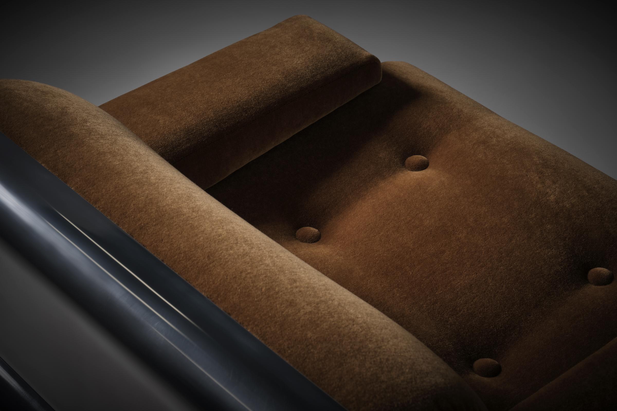 Bulky Aluminum and Mohair lounge chair by Gian Pietro Arosio for D.A.S., 1970s 4