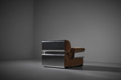 Chaise longue en aluminium lourd et mohair de Gian Pietro Arosio pour D.A.S., 1970