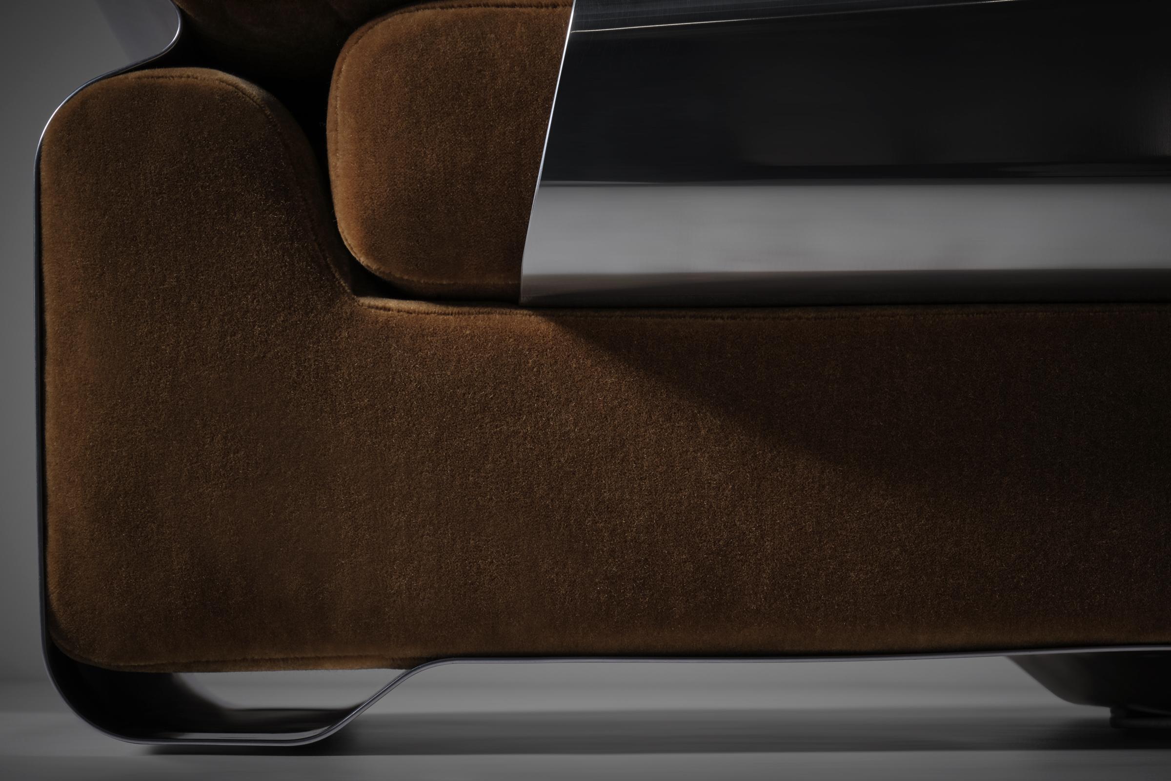 Bulky Aluminum and Mohair lounge chair by Gian Pietro Arosio for D.A.S., 1970s 2