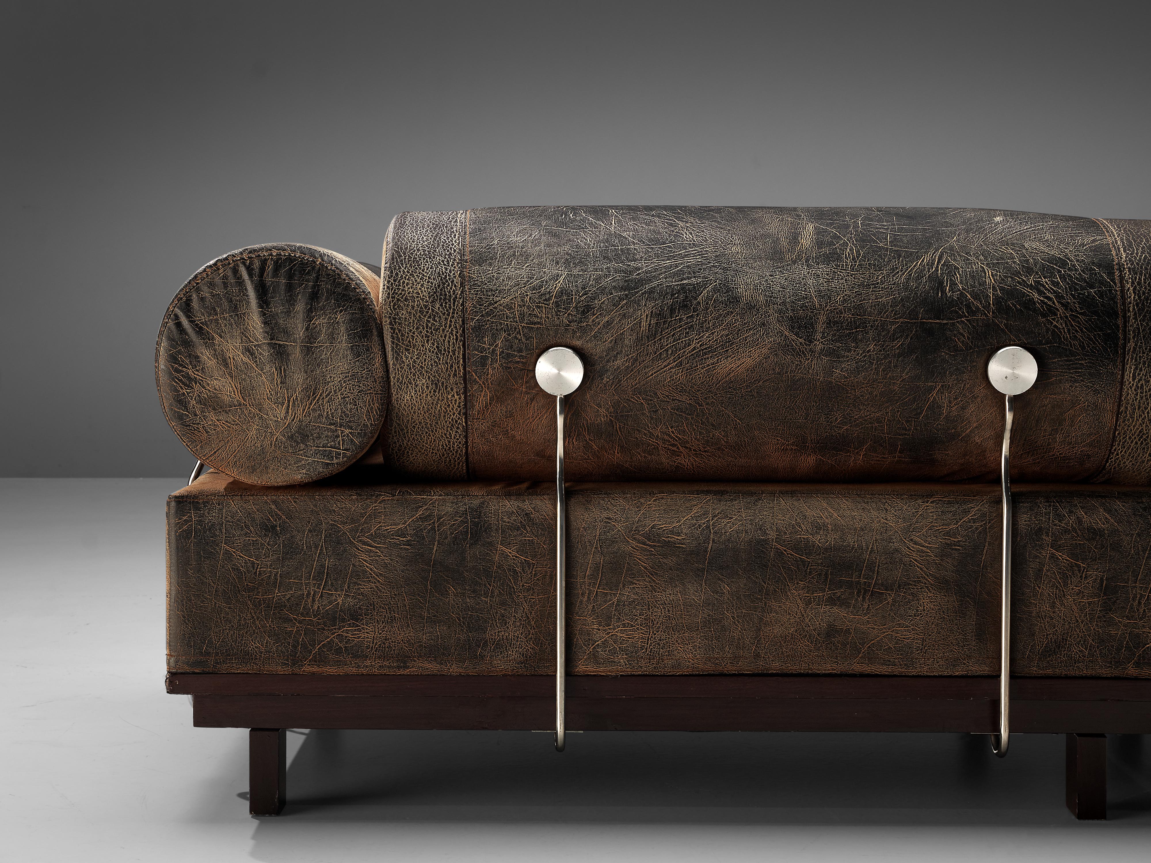 Bulky Modular Sofa in Leatherette and Metal Details In Good Condition In Waalwijk, NL