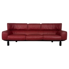 Bull 3-Sitzer-Sofa aus rotem Leder von Gianfranco Frattini für Cassina 1987