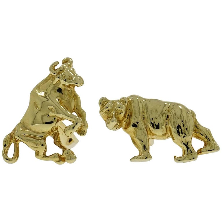 Bull and Bear Yellow Gold Cufflinks at 1stDibs bull cufflinks