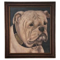 Bull Dog Vintage Oil Painting