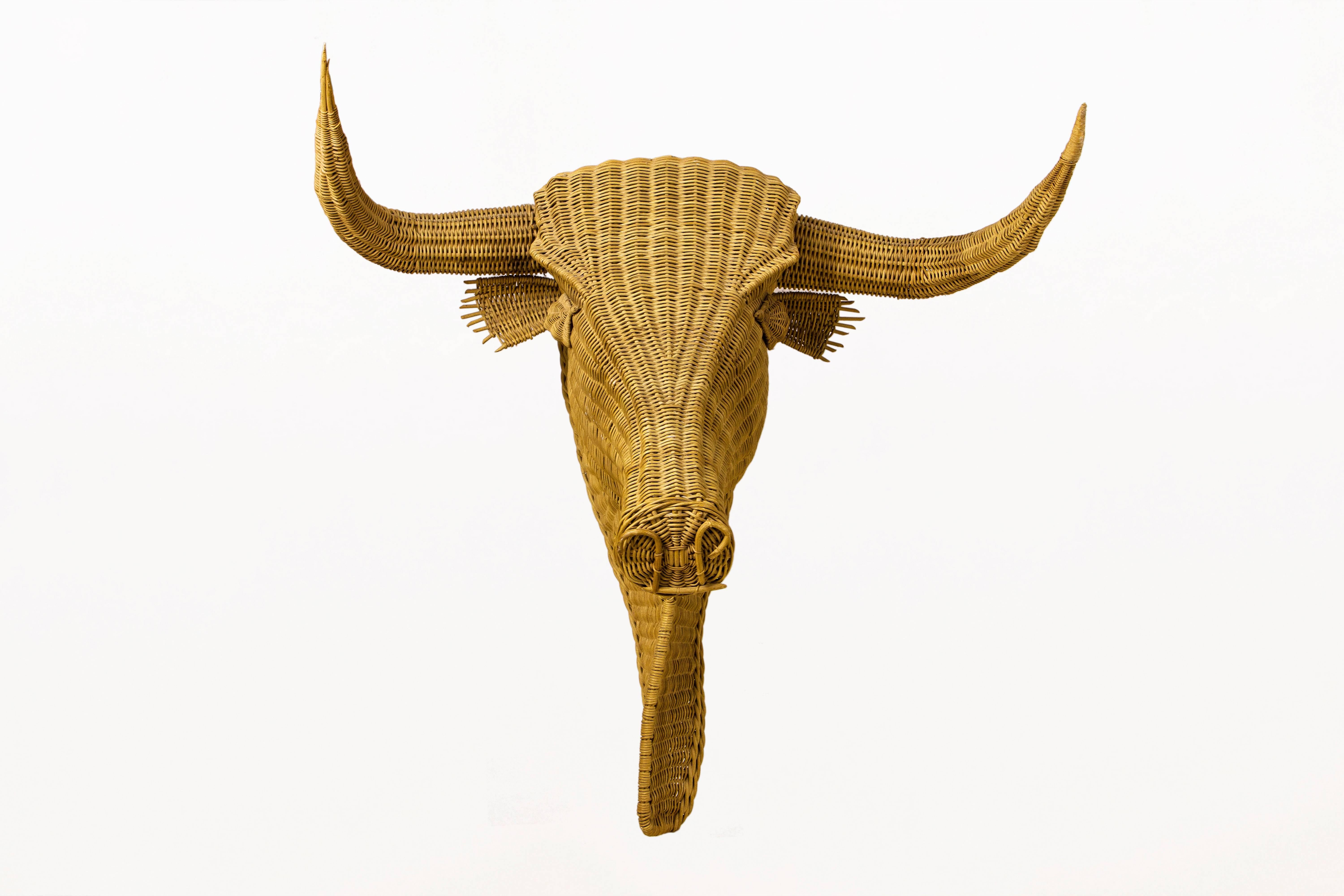 Bull head wall sculpture,
True to size bull head
Fantastic detailing throughout,
circa 1960, France.
Very good vintage condition.