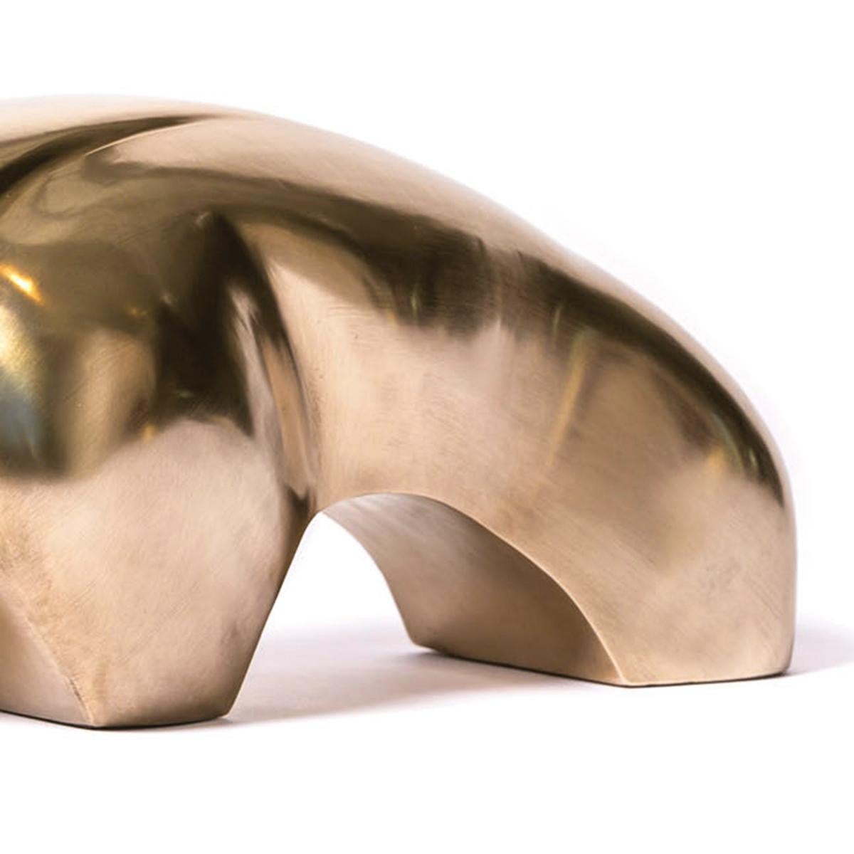 Belgian Bull Polished Bronze Sculpture