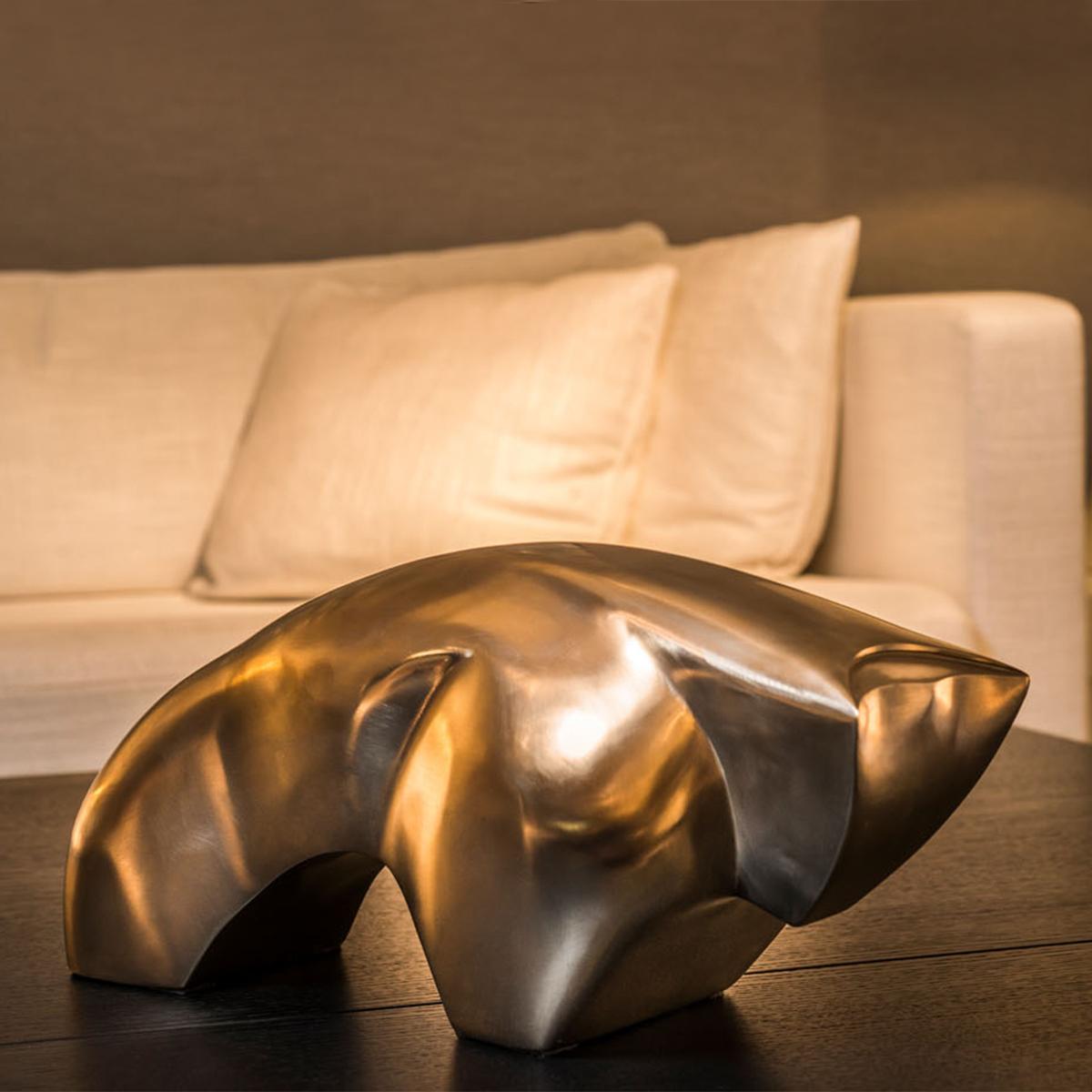 Contemporary Bull Polished Bronze Sculpture For Sale