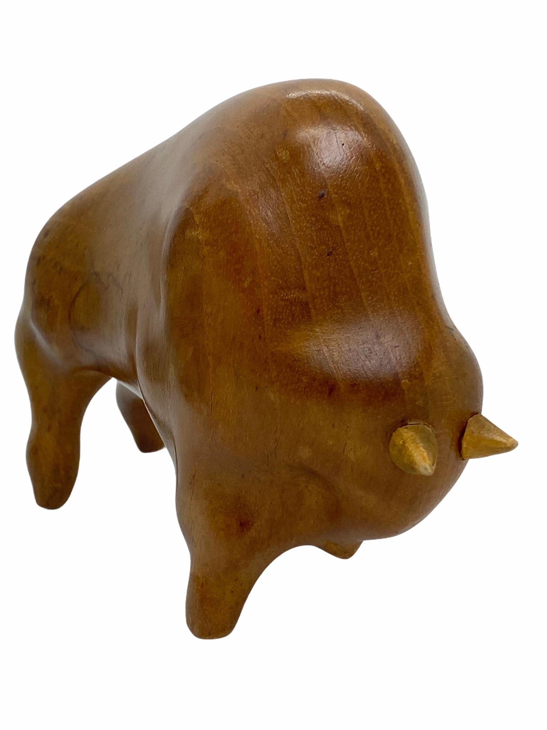 Mid-Century Modern Bull Sculpture Denmark Modern Hand Carved Wood, 1960s