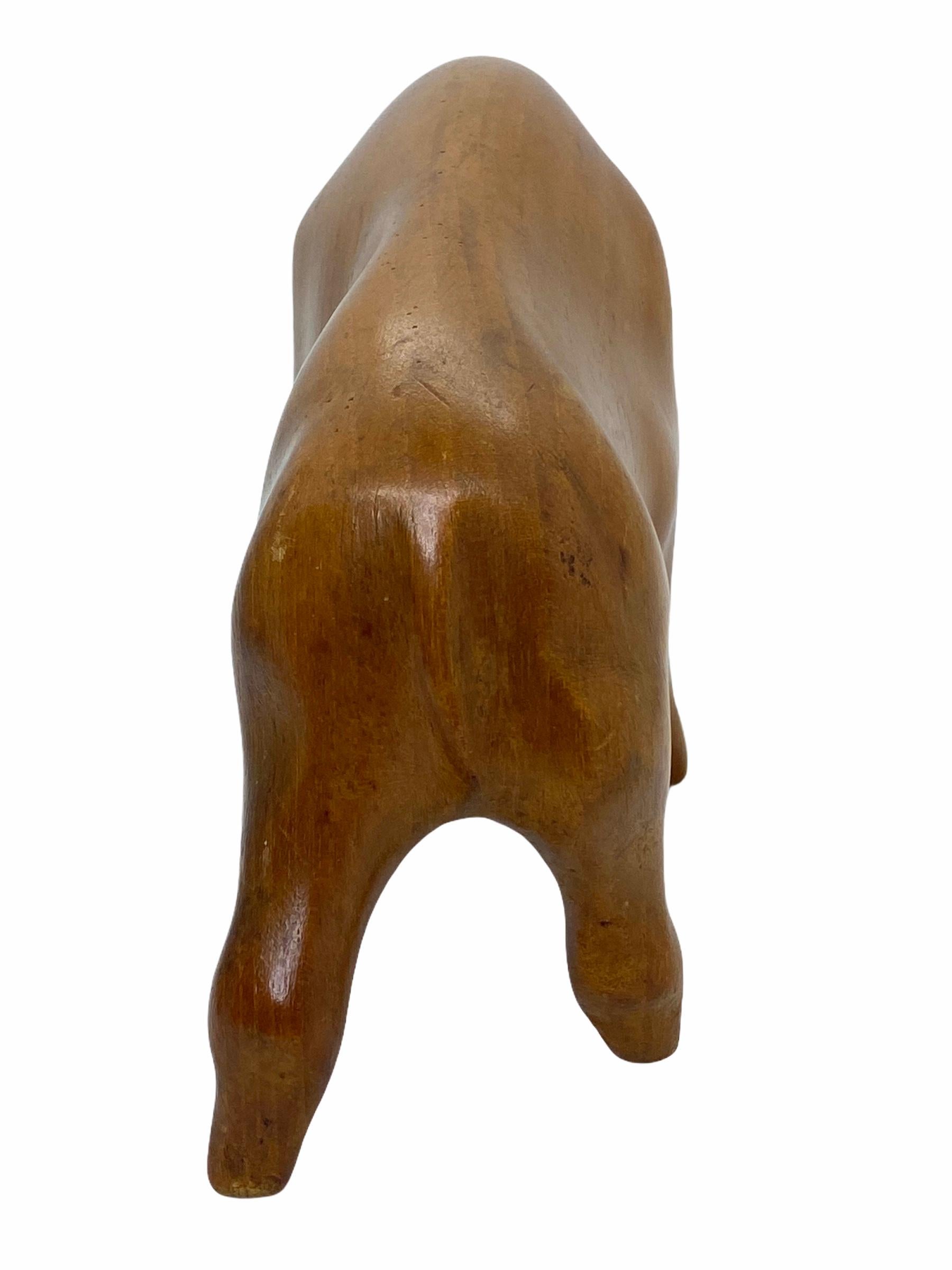 Bull Sculpture Denmark Modern Hand Carved Wood, 1960s In Good Condition In Nuernberg, DE