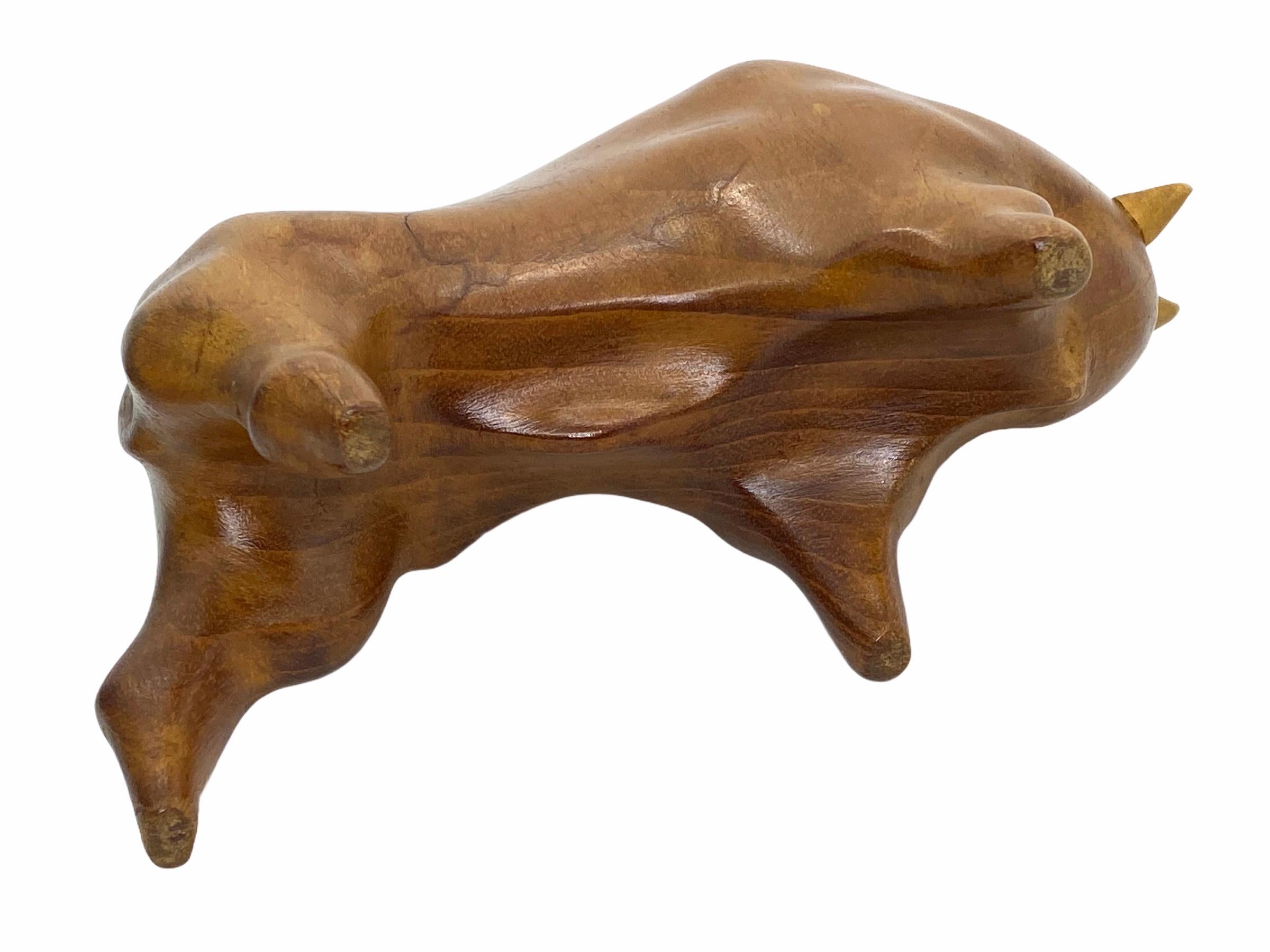 Mid-20th Century Bull Sculpture Denmark Modern Hand Carved Wood, 1960s
