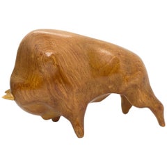 Bull Sculpture Denmark Modern Hand Carved Wood, 1960s