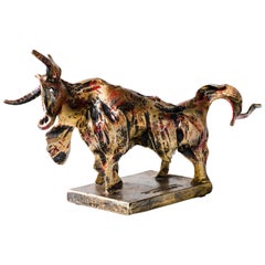 Bull Sculpture, Hand-Forged Wrought Iron, 21st Century
