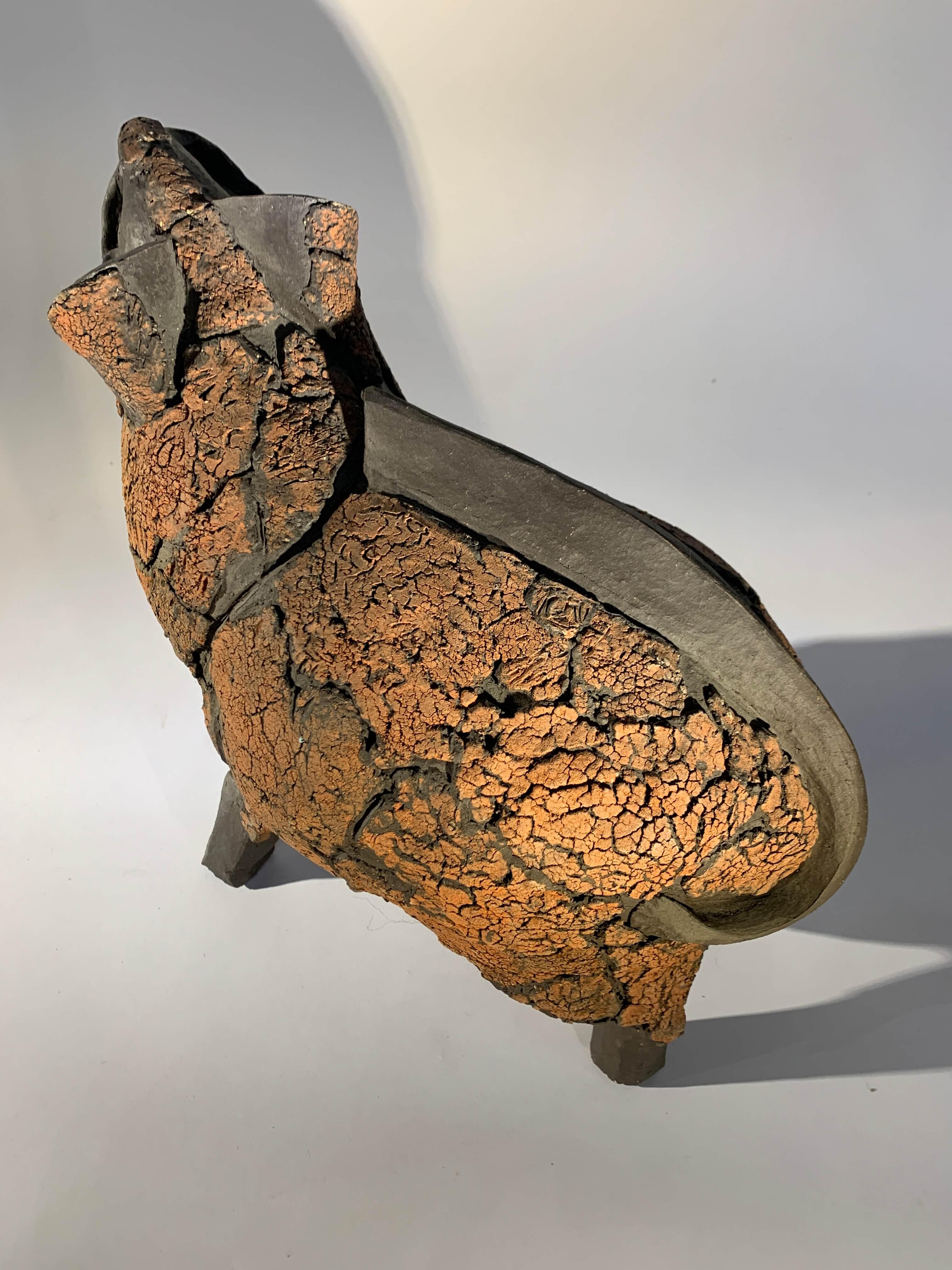 Bull sculpture in ceramic and raku from 1975 In Good Condition For Sale In L’ISLE-SUR-LA-SORGUE, FR