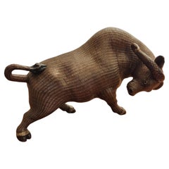 Bull Sculpture Made Out of Rattan
