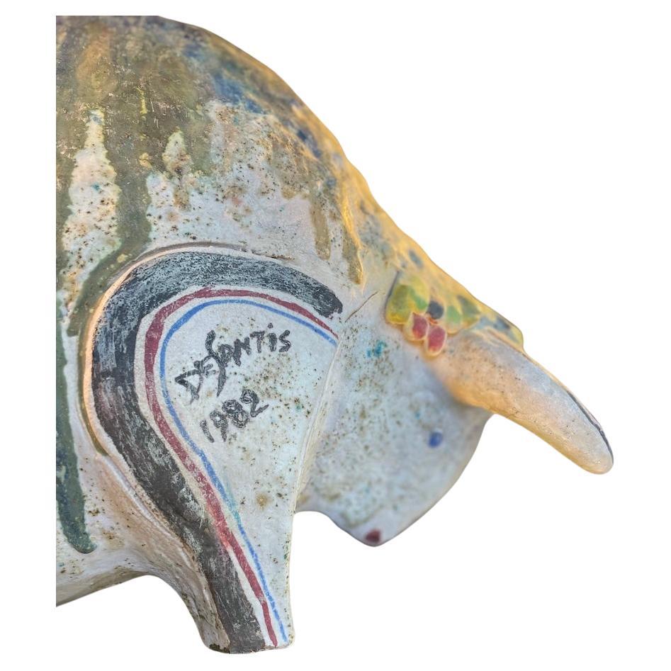 Sculpture de taureau signée I Santi 1982 en vente