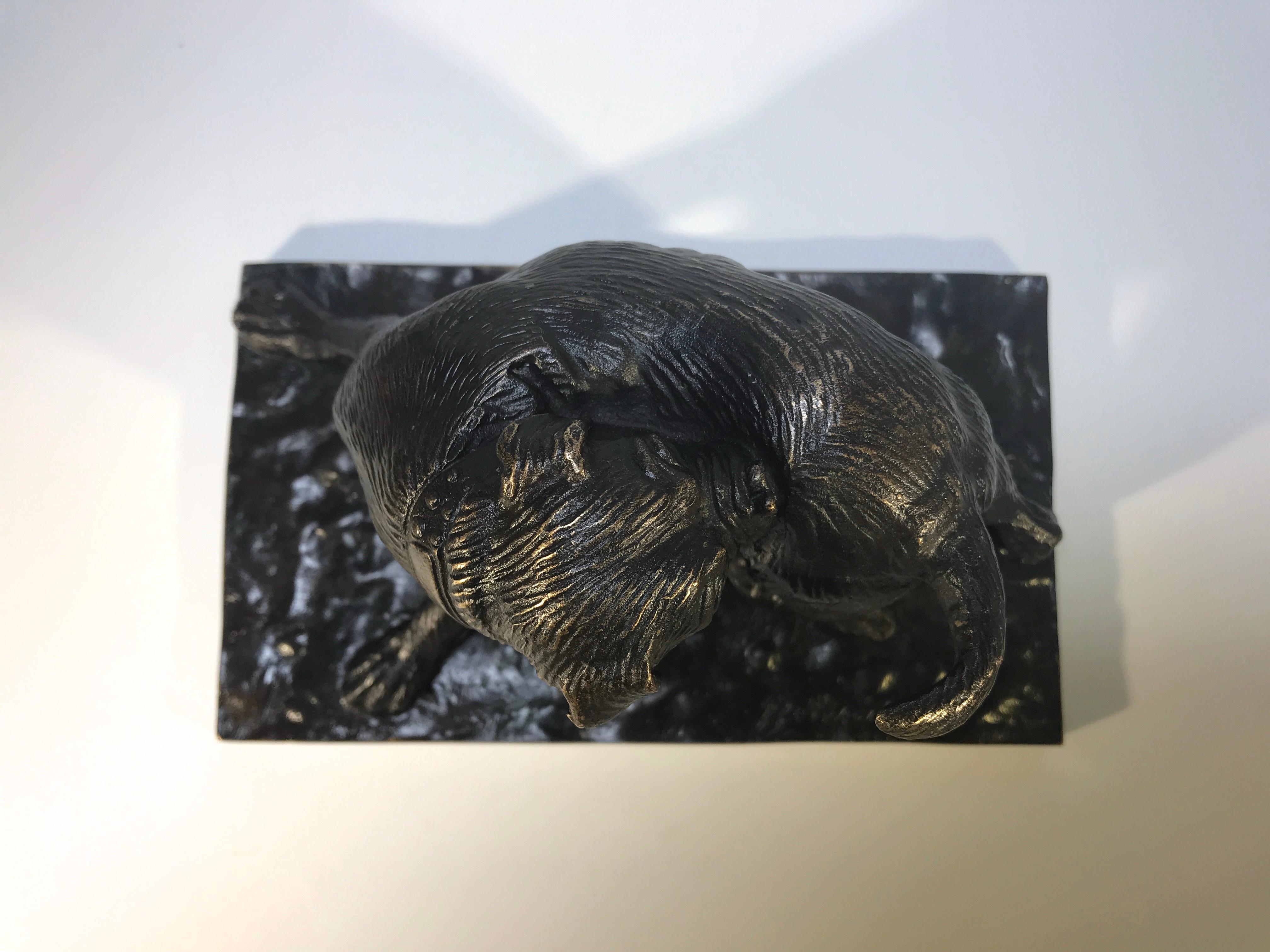 Équitation d'un bulldog dans le arrière, bronze patiné signé Bezeredi 1887 Budapest en vente 1