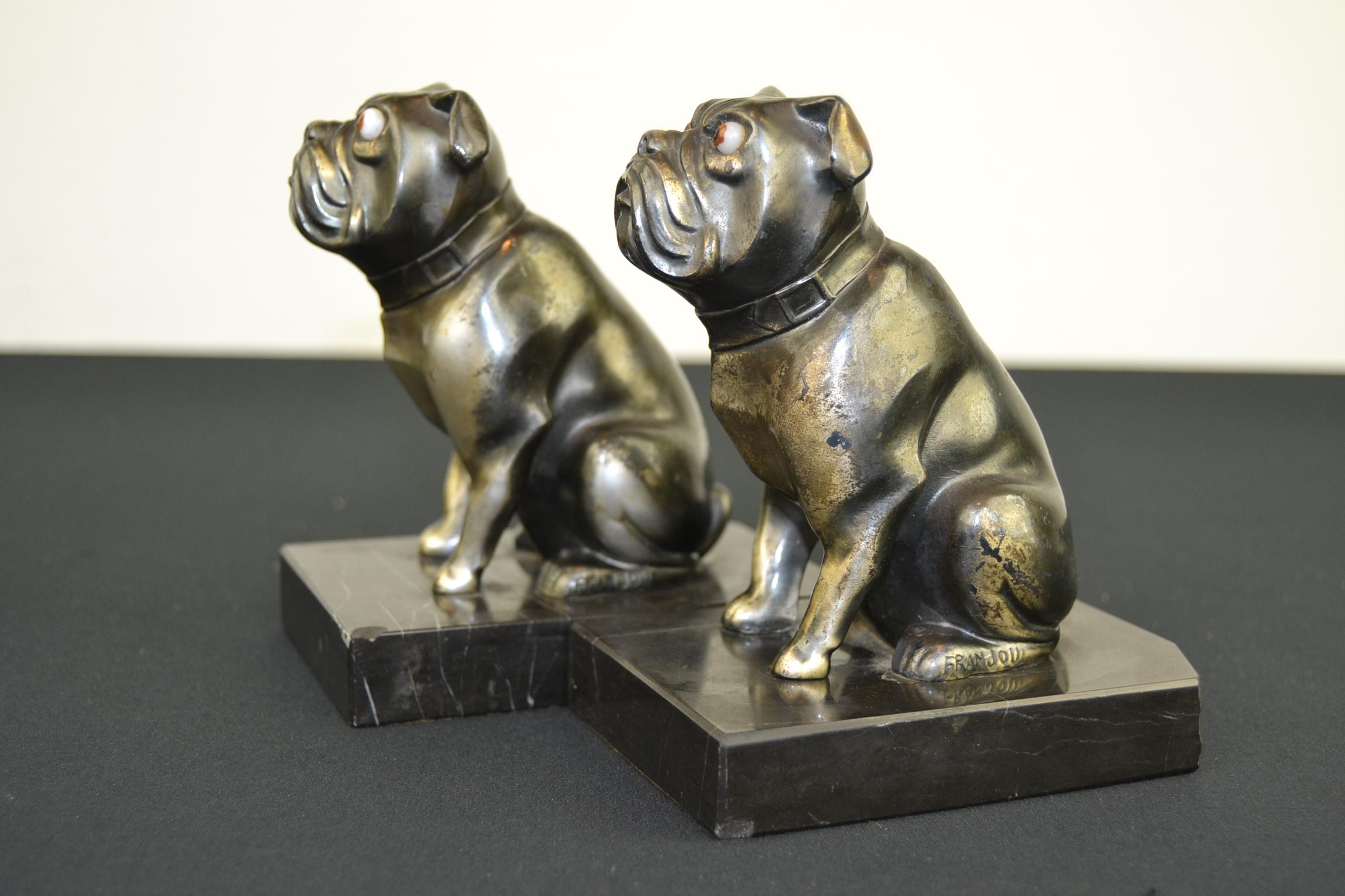 Bulldog-Buchstützen Franjou, Frankreich, Art déco im Angebot 13