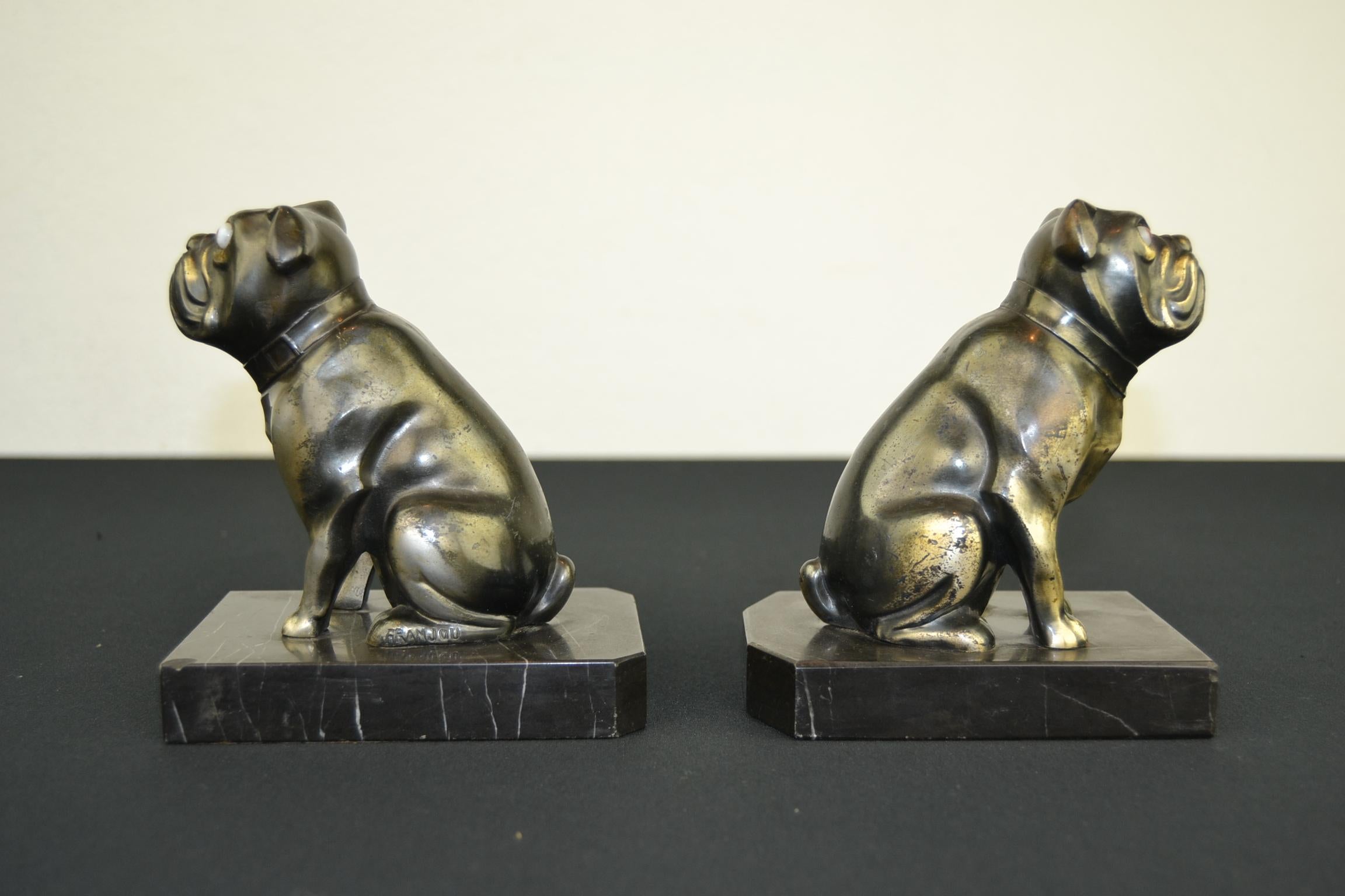 Bulldog Bookends Franjou, France, Art Deco In Good Condition In Retie, BE