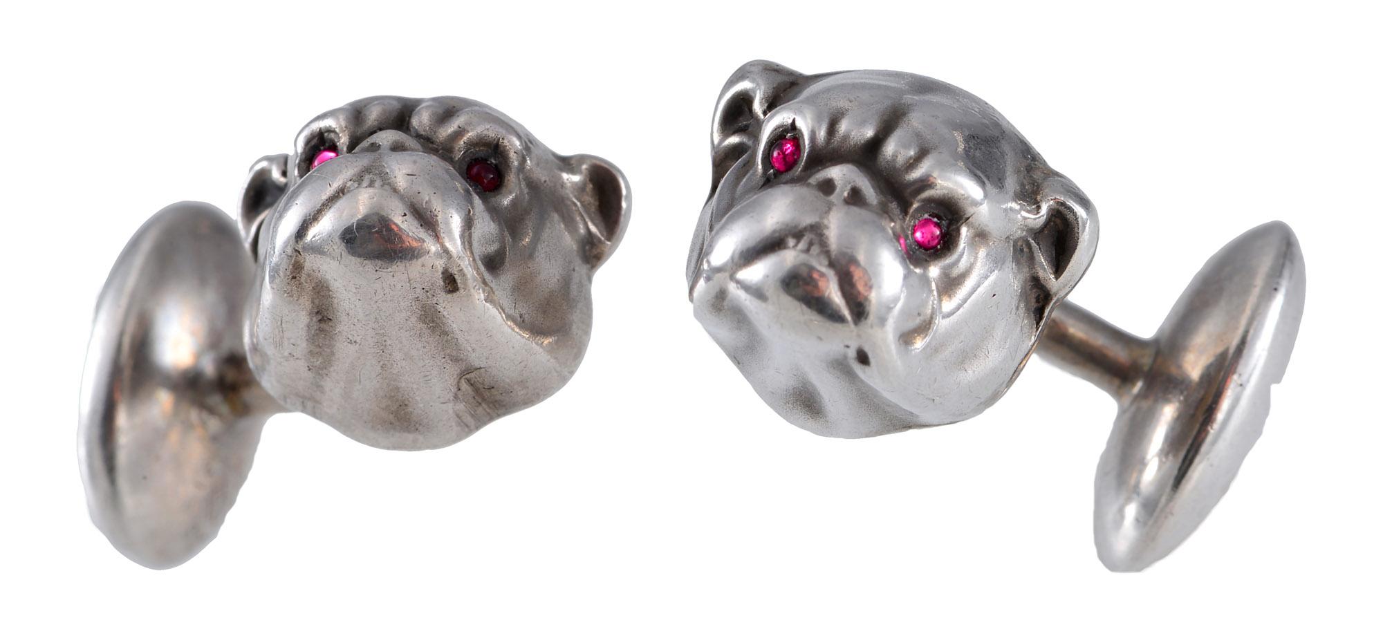 Bulldog Cufflinks by Unger Brothers In Good Condition In Melbourne, Victoria