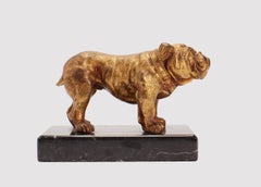 Bulldog dog sculpture signed J.B. Made in America late 19th century.