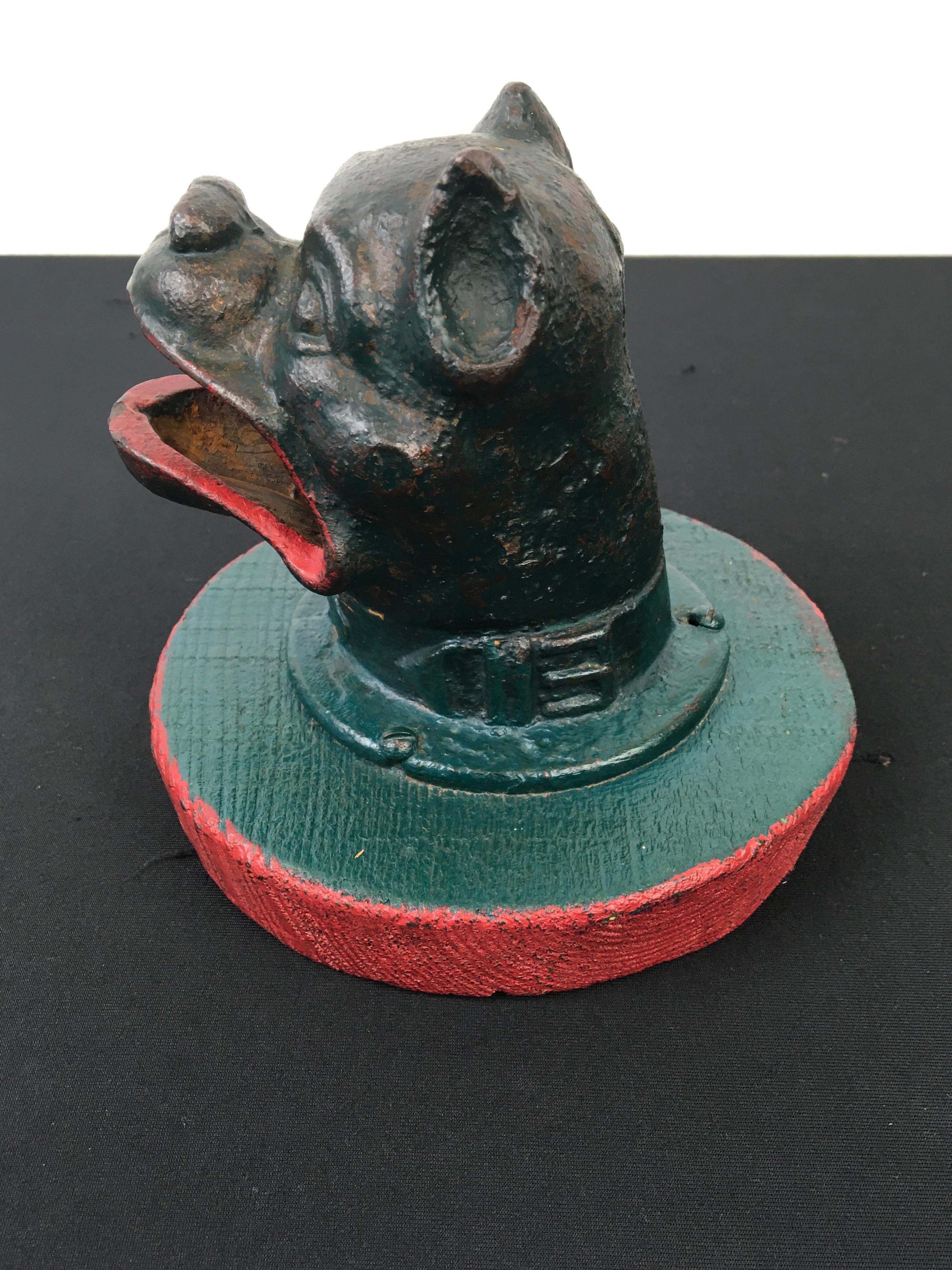 20th Century Bulldog Head antique coin throwing game, frog game  For Sale