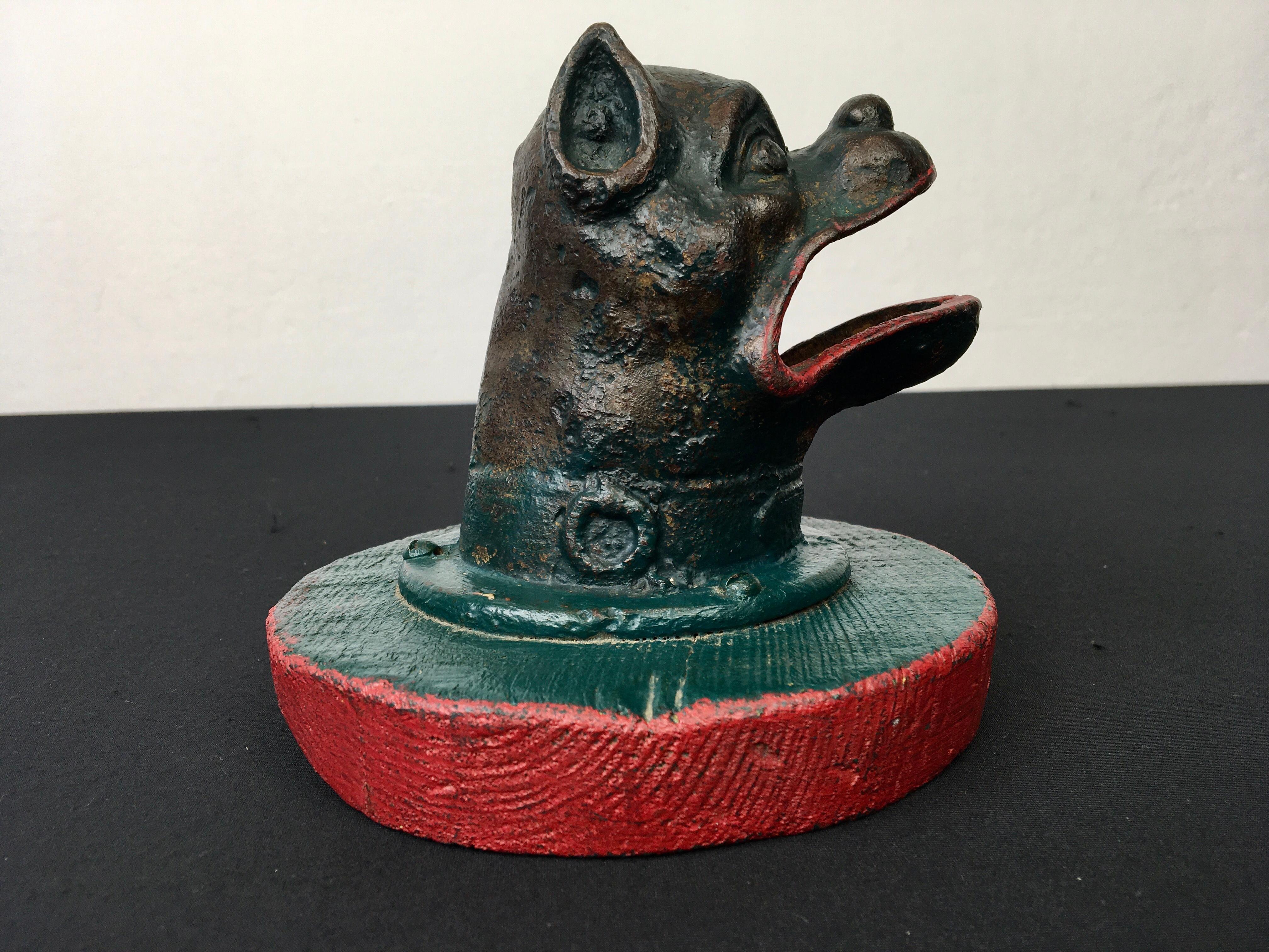 French Bulldog Head antique coin throwing game, frog game  For Sale