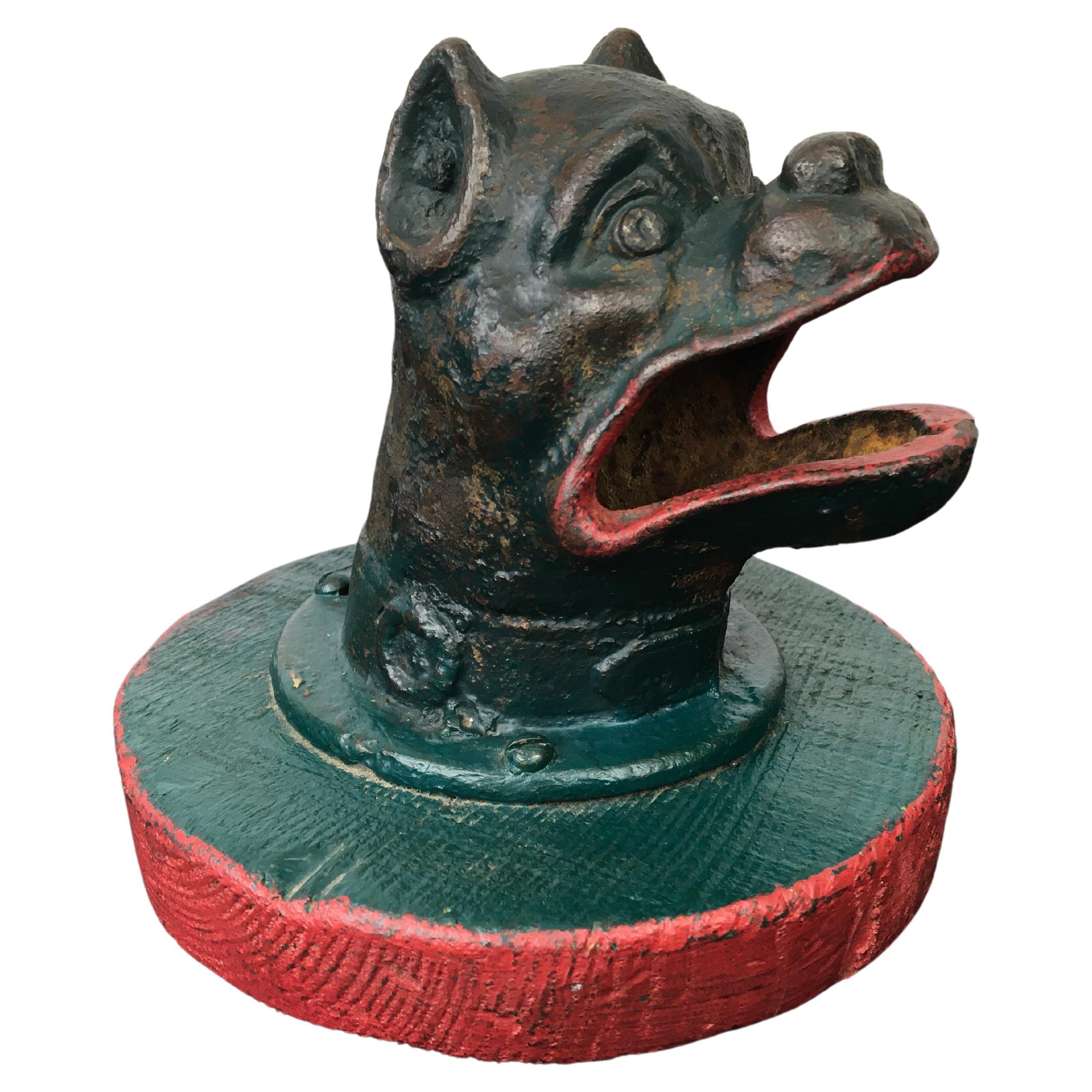 Bulldog Head antique coin throwing game, frog game  For Sale