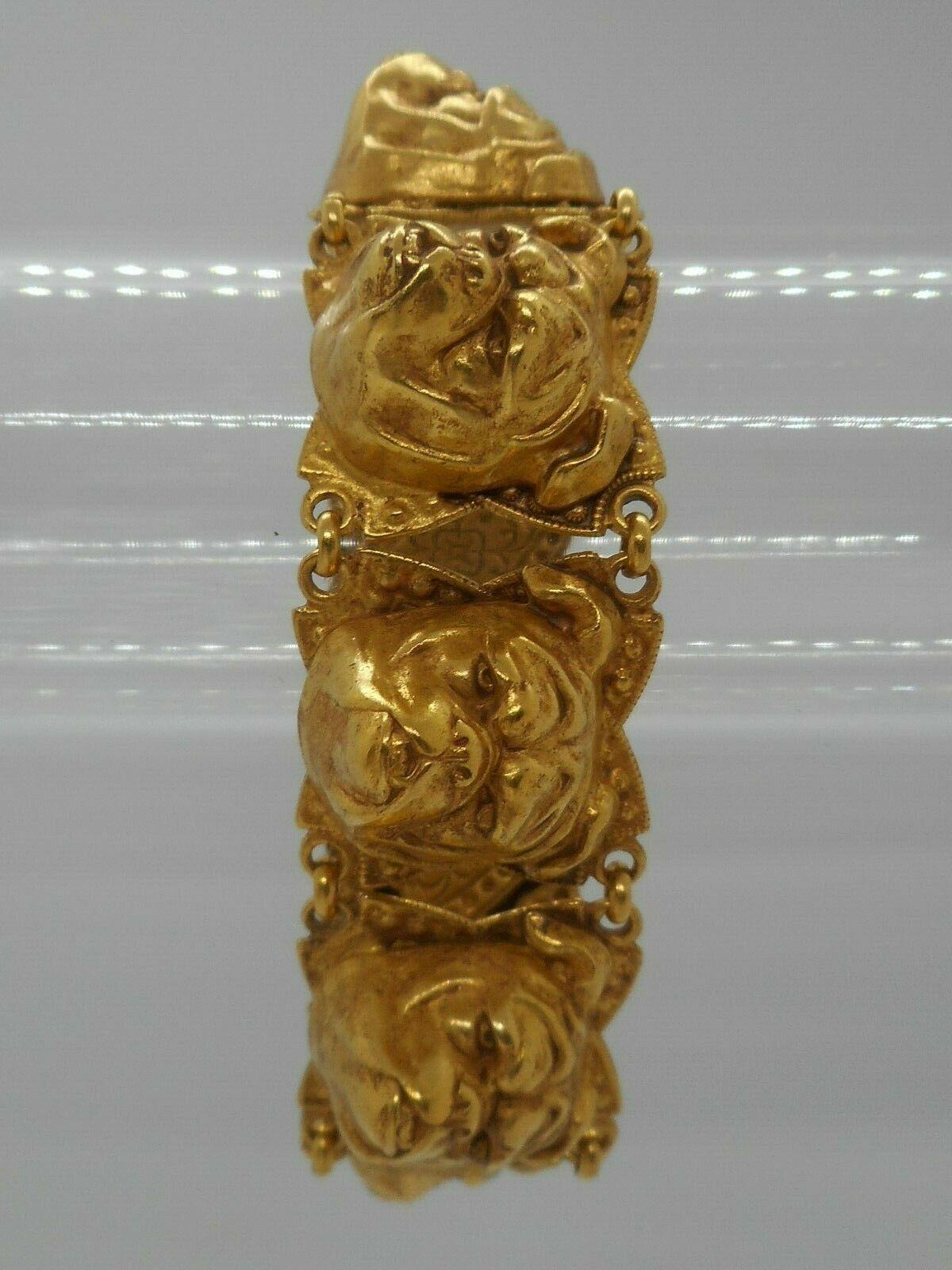 Women's Bulldog Head Askew London Gilt Link Bracelet For Sale