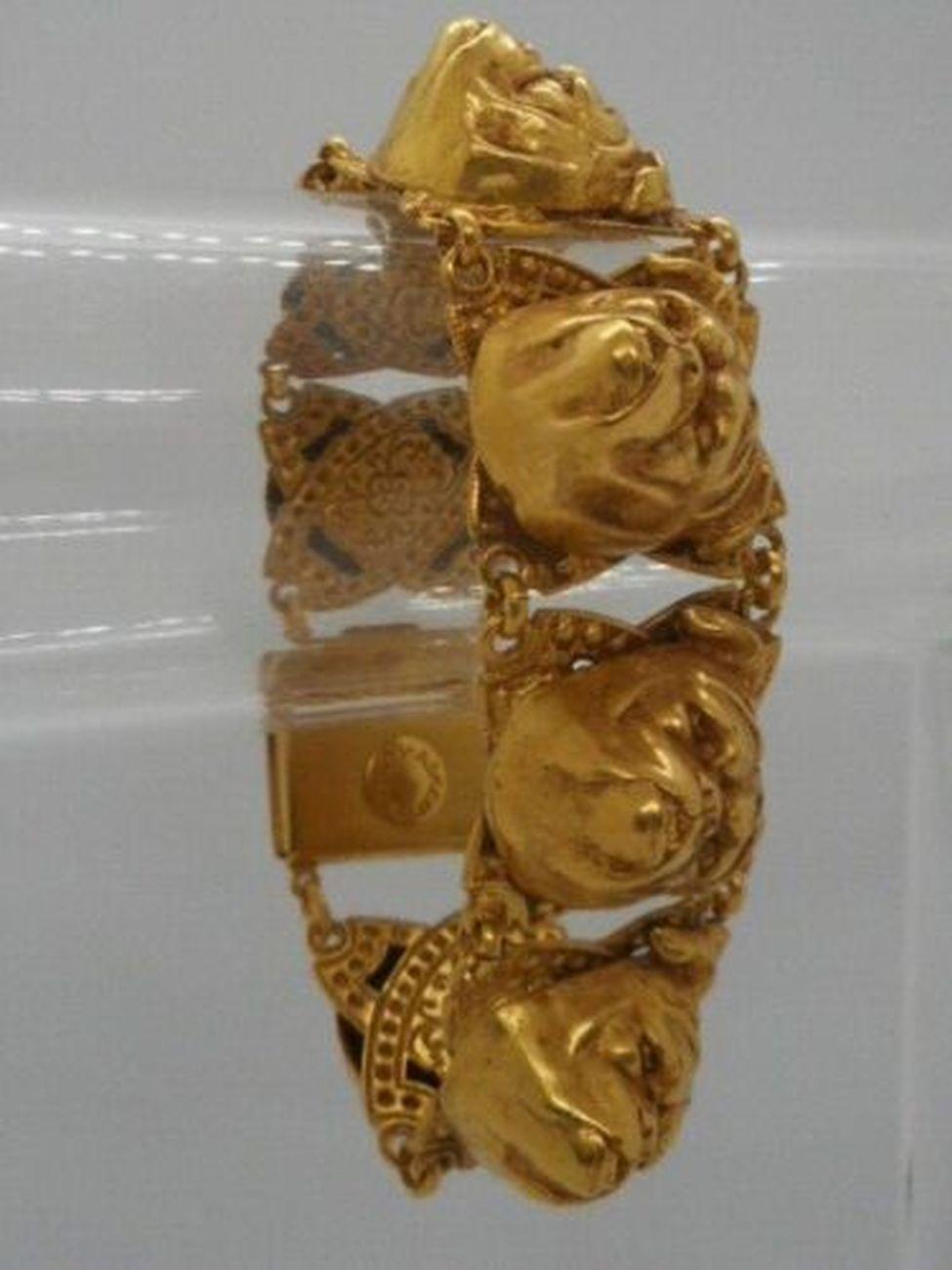 Bulldog Head Askew London Gilt Link Bracelet For Sale 1