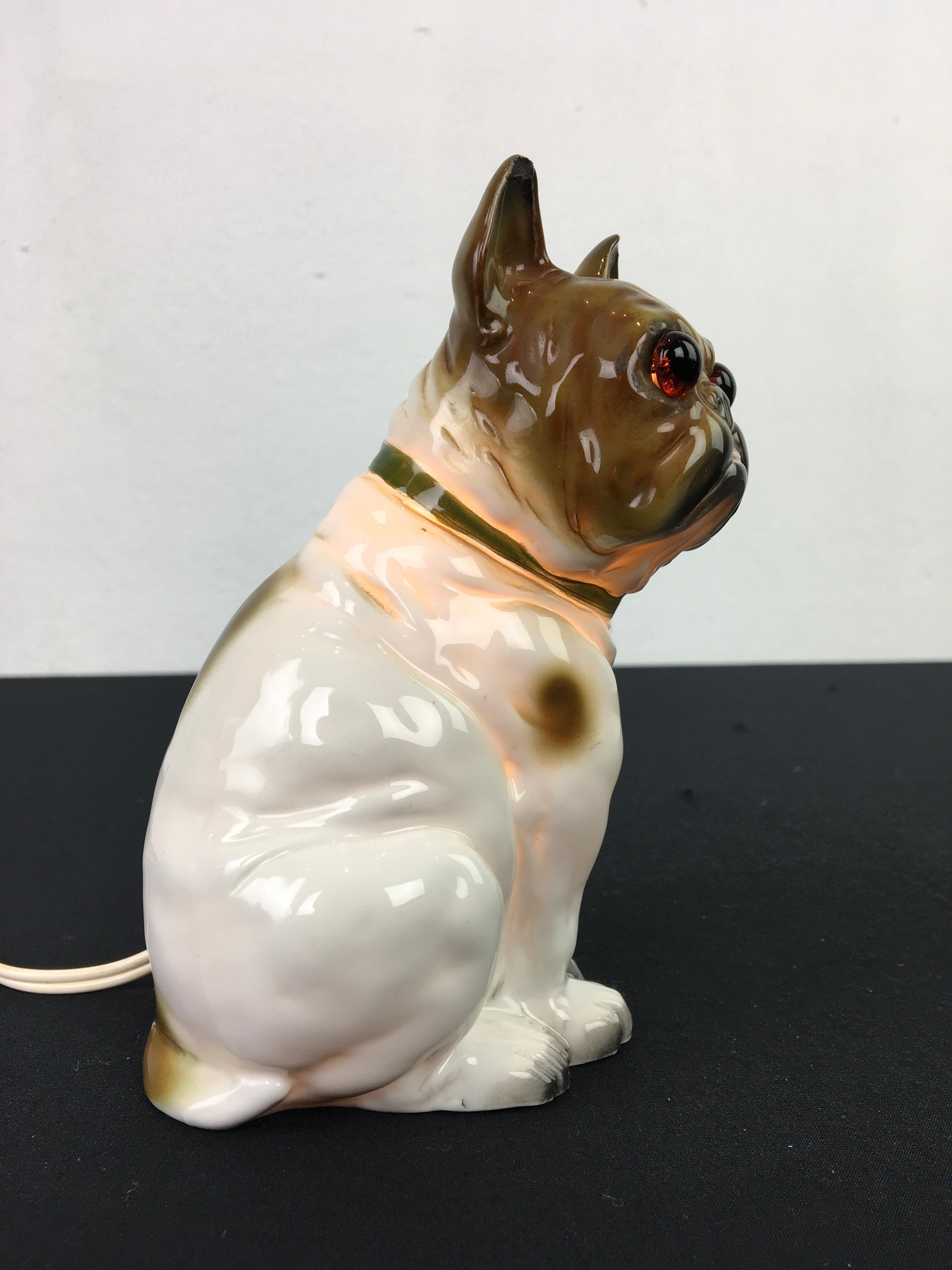 Parfümlampe mit Bulldogge (Art déco) im Angebot
