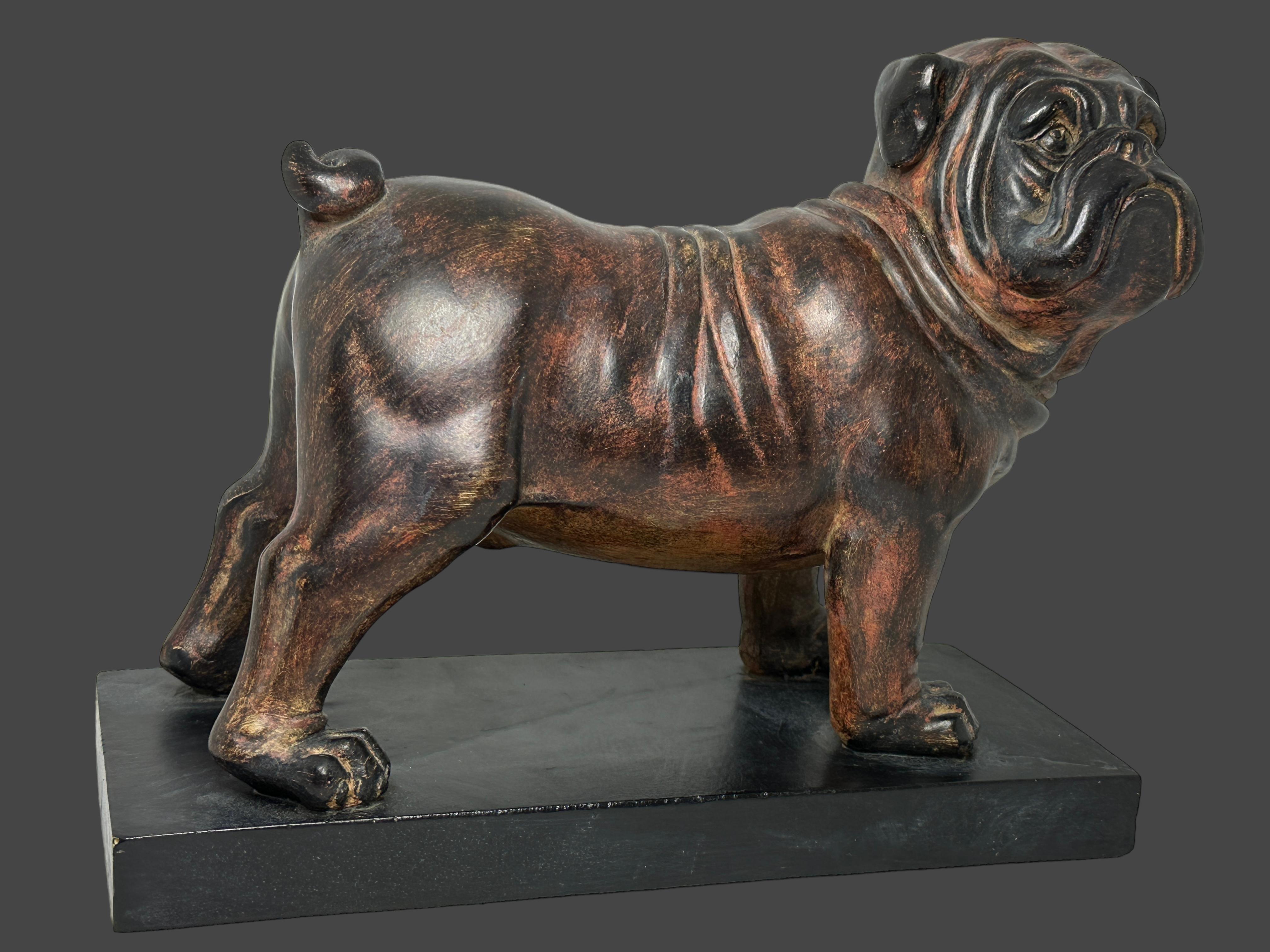Classic 20th century Austrian Statue, in the style of a Vienna bronze figurine, in beautiful condition. Figurine Statue in the shape of a bull dog in black and brown shades. The figurine stands on the rectangular shaped stand. Unmarked.
Nice