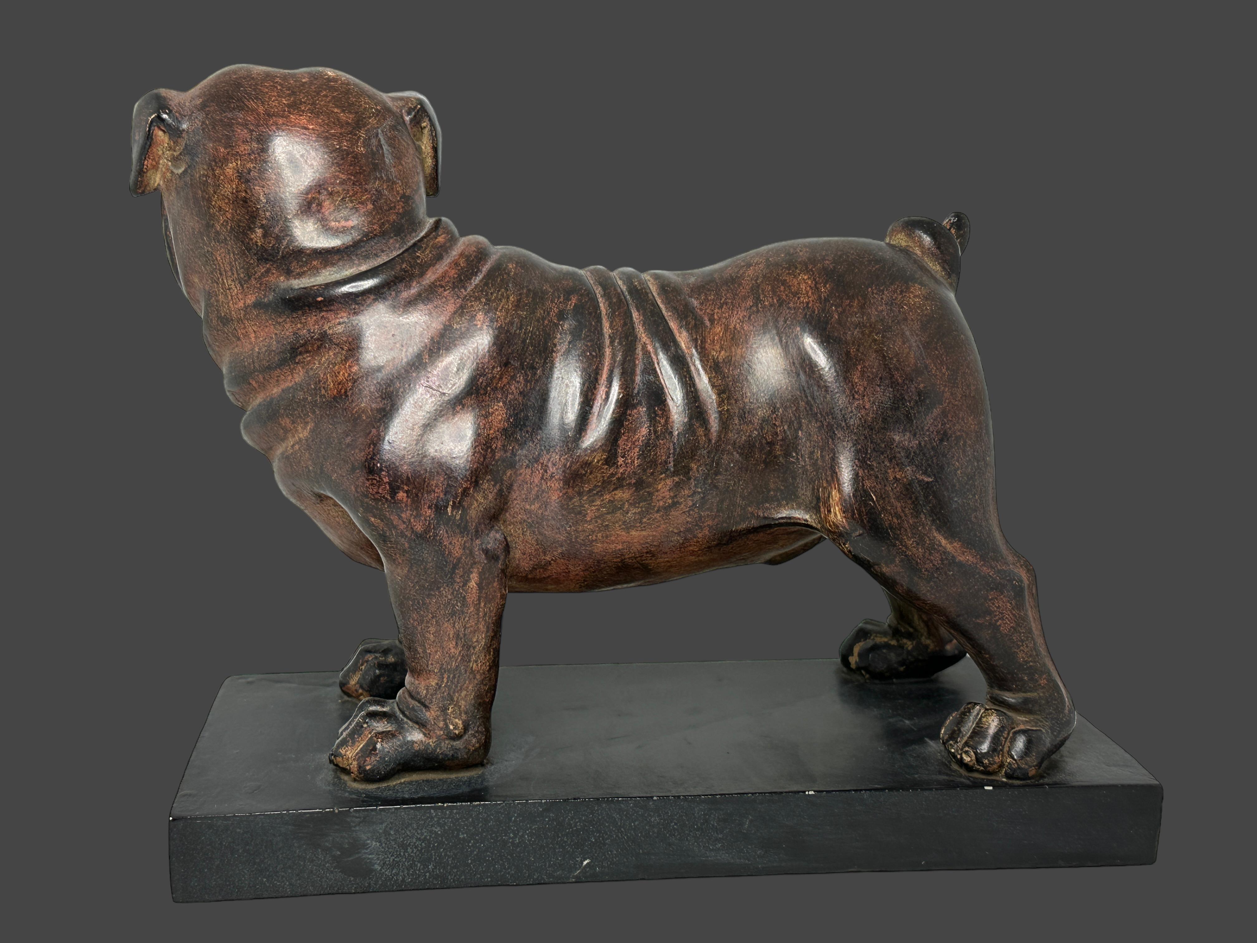 Folk Art Bulldog Pug Dogs Statue Sculpture Vintage, 1980s