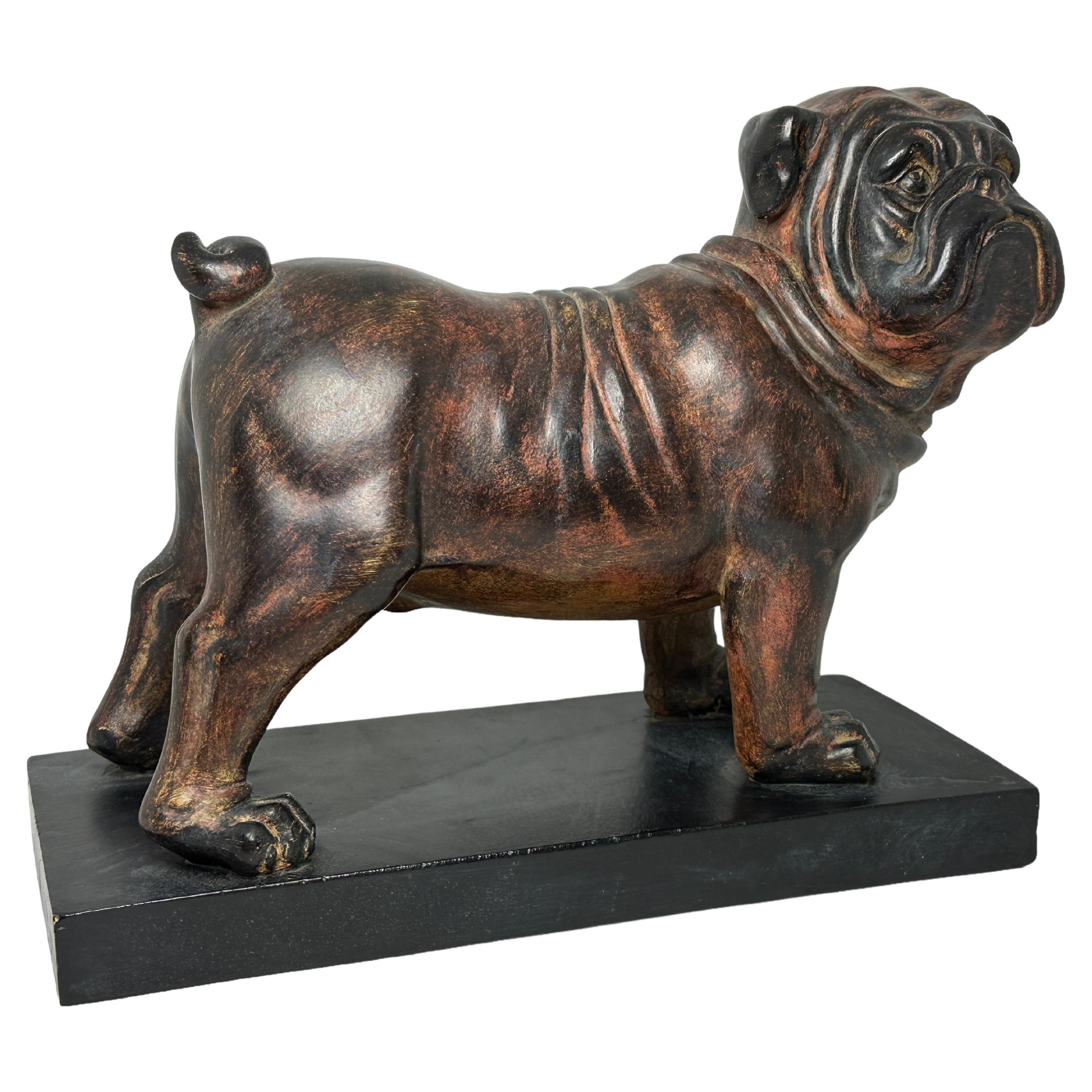 Bulldog Pug Dogs Statue Sculpture Vintage, 1980s For Sale at 1stDibs