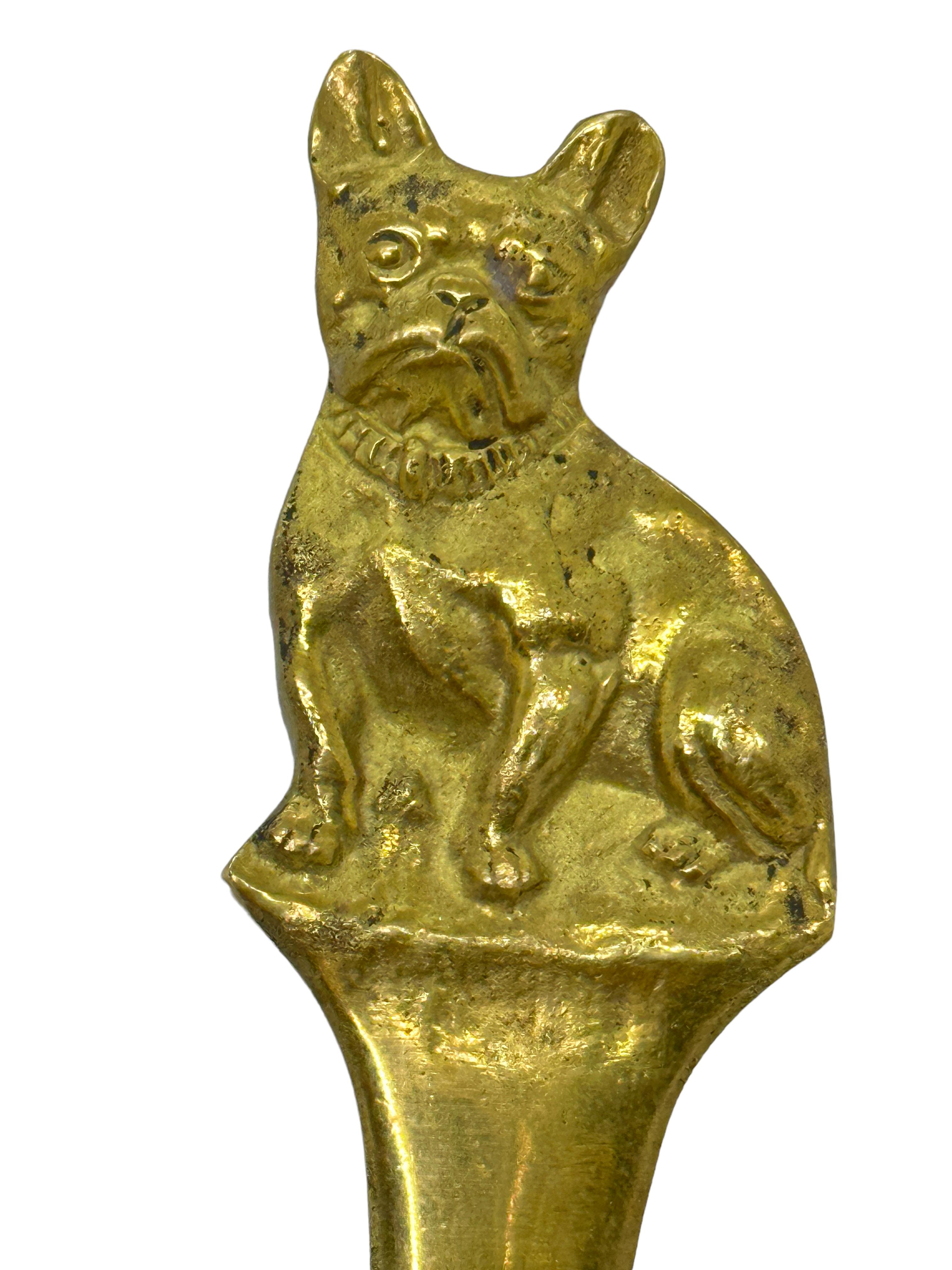 Bulldog Pug Dogs Vienna Bronze Letter Opener, antique Austria 1910s 3
