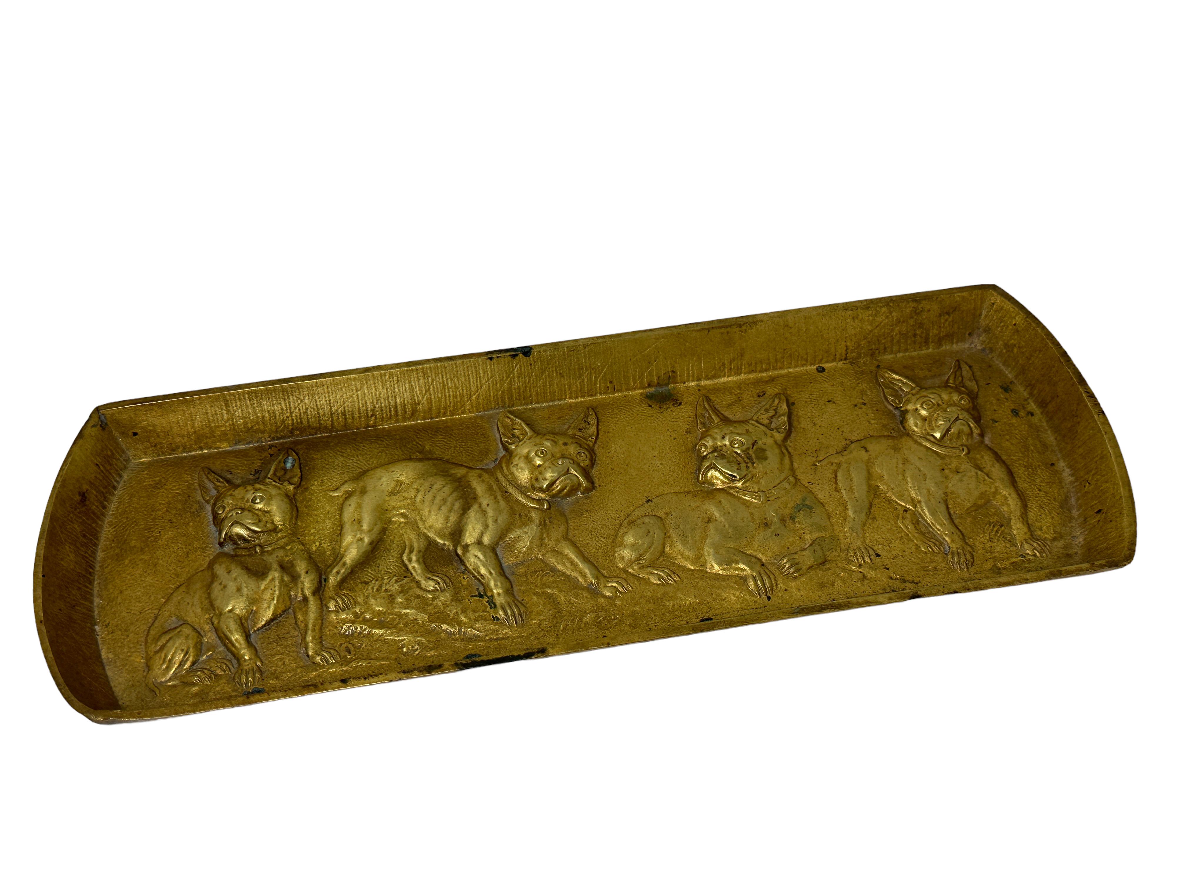 Bulldog Pug Dogs Vienna Bronze Trinket Tray or Catchall, antique Austria 1890s 3