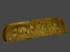 Bulldog Pug Dogs Vienna Bronze Trinket Tray or Catchall, antique Austria 1890s