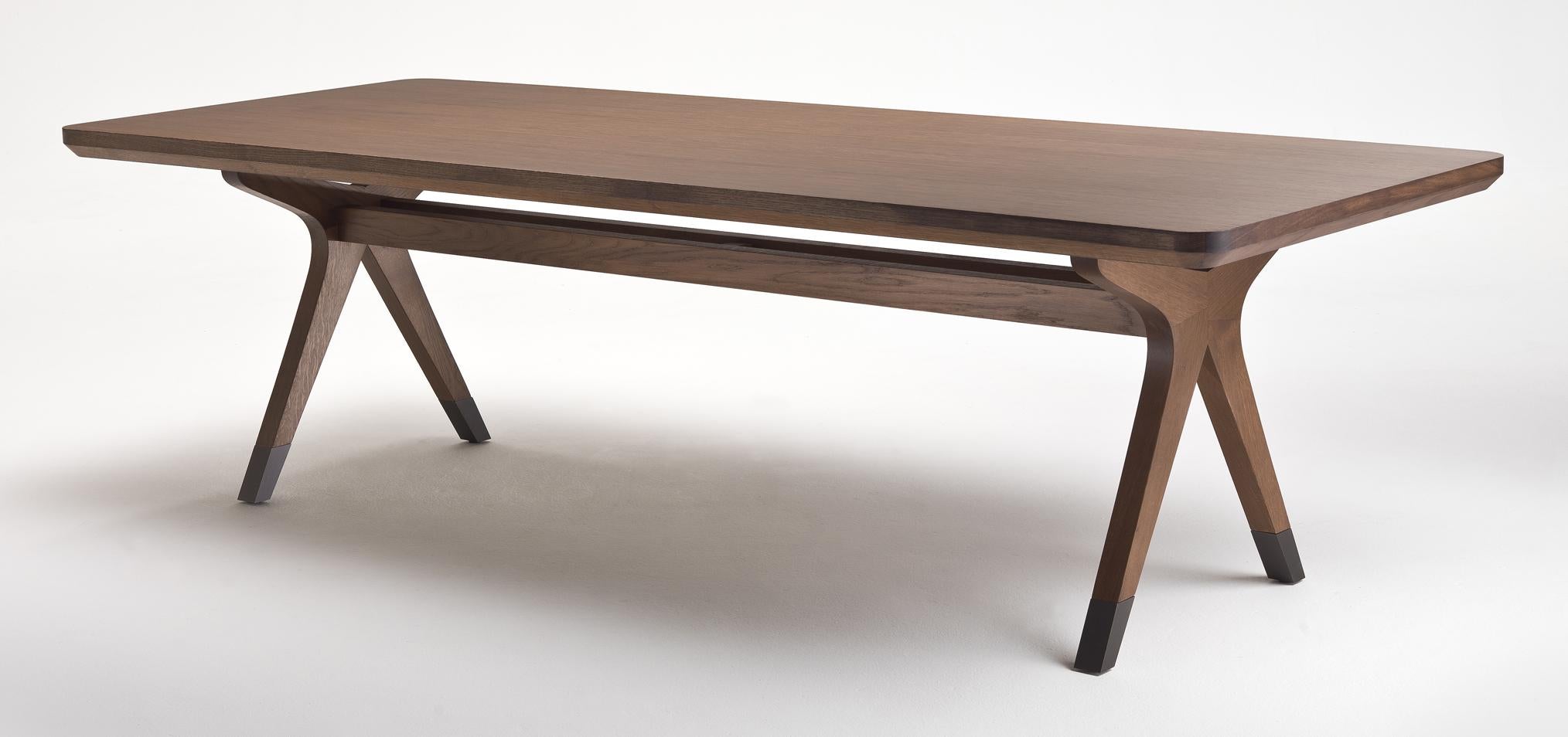 Effet bronze Table de salle à manger rectangulaire BULLE en chêne massif avec détails en métal en vente