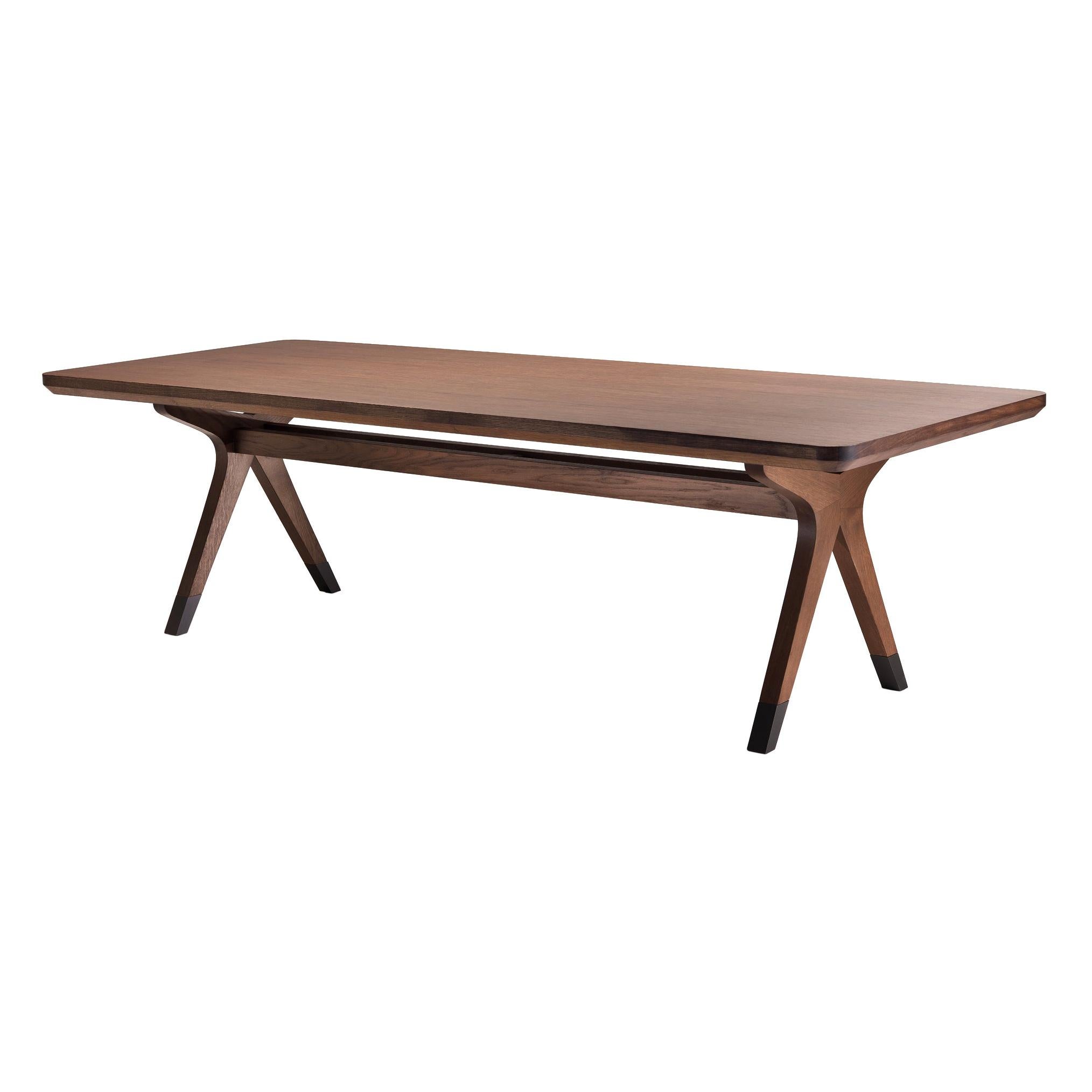 BULLE Rectangular Solid Oak Dining Table with Metal Details For Sale