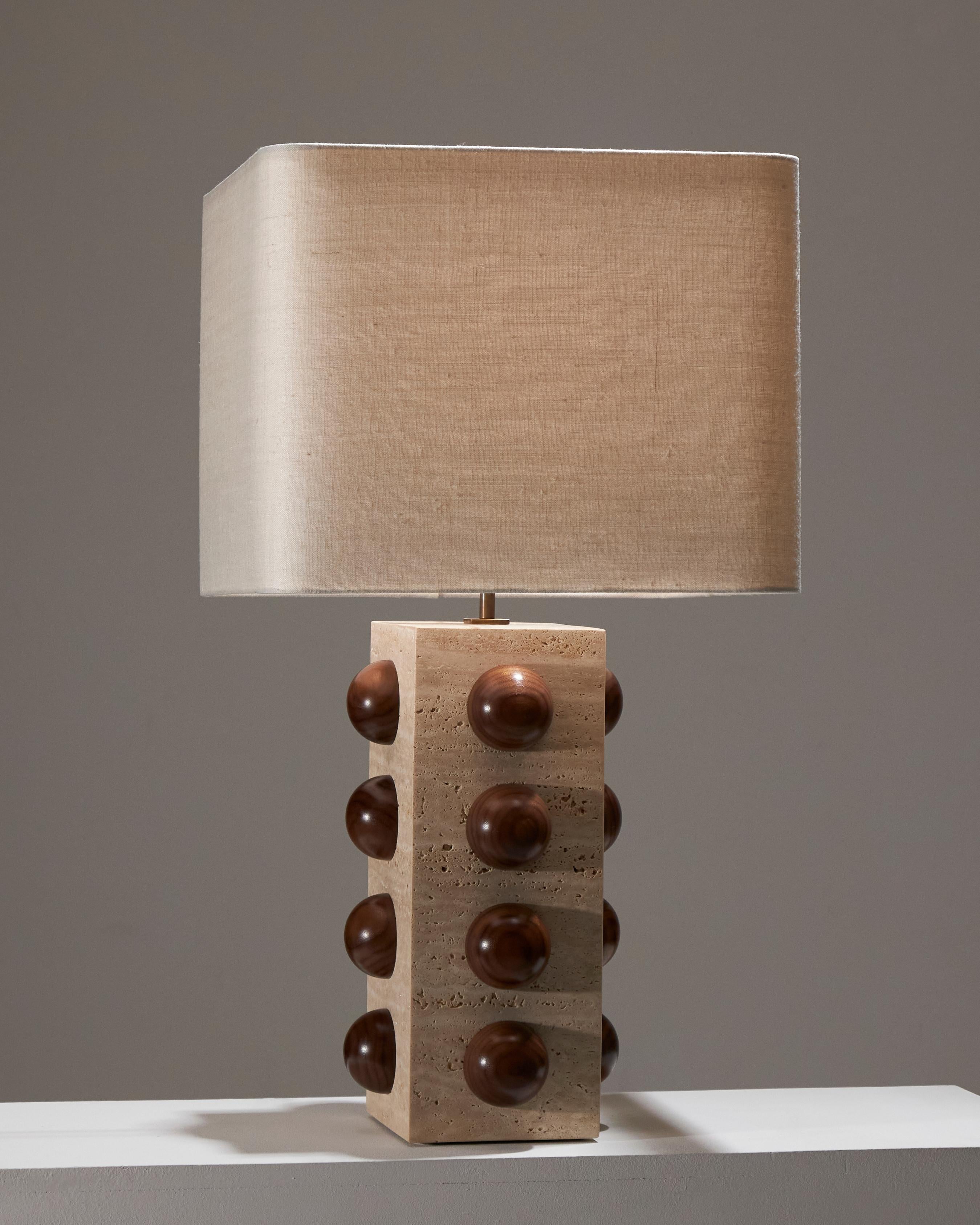 Bulle lamp in travertine and walnut For Sale 5