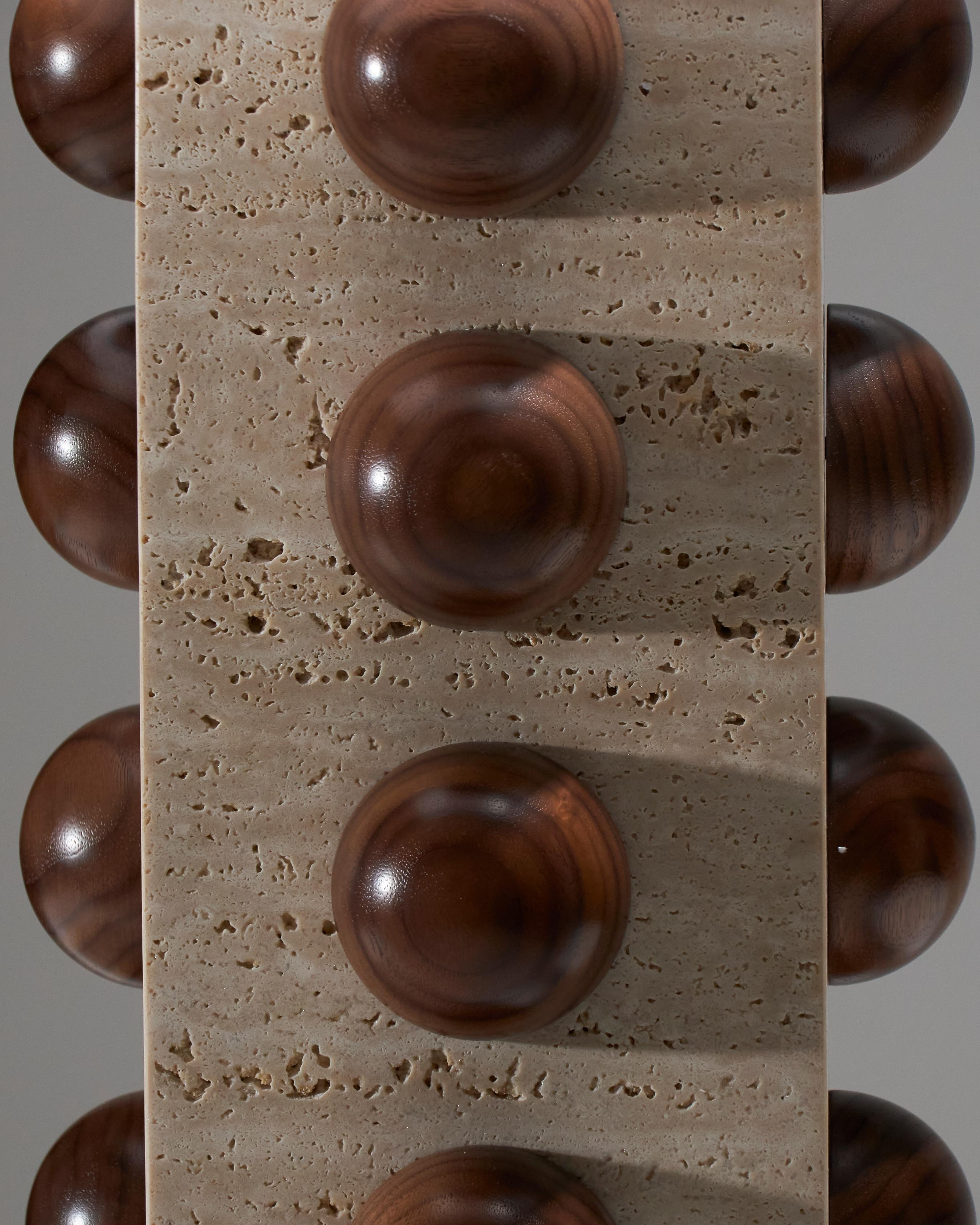 Bulle lamp in travertine and walnut For Sale 7