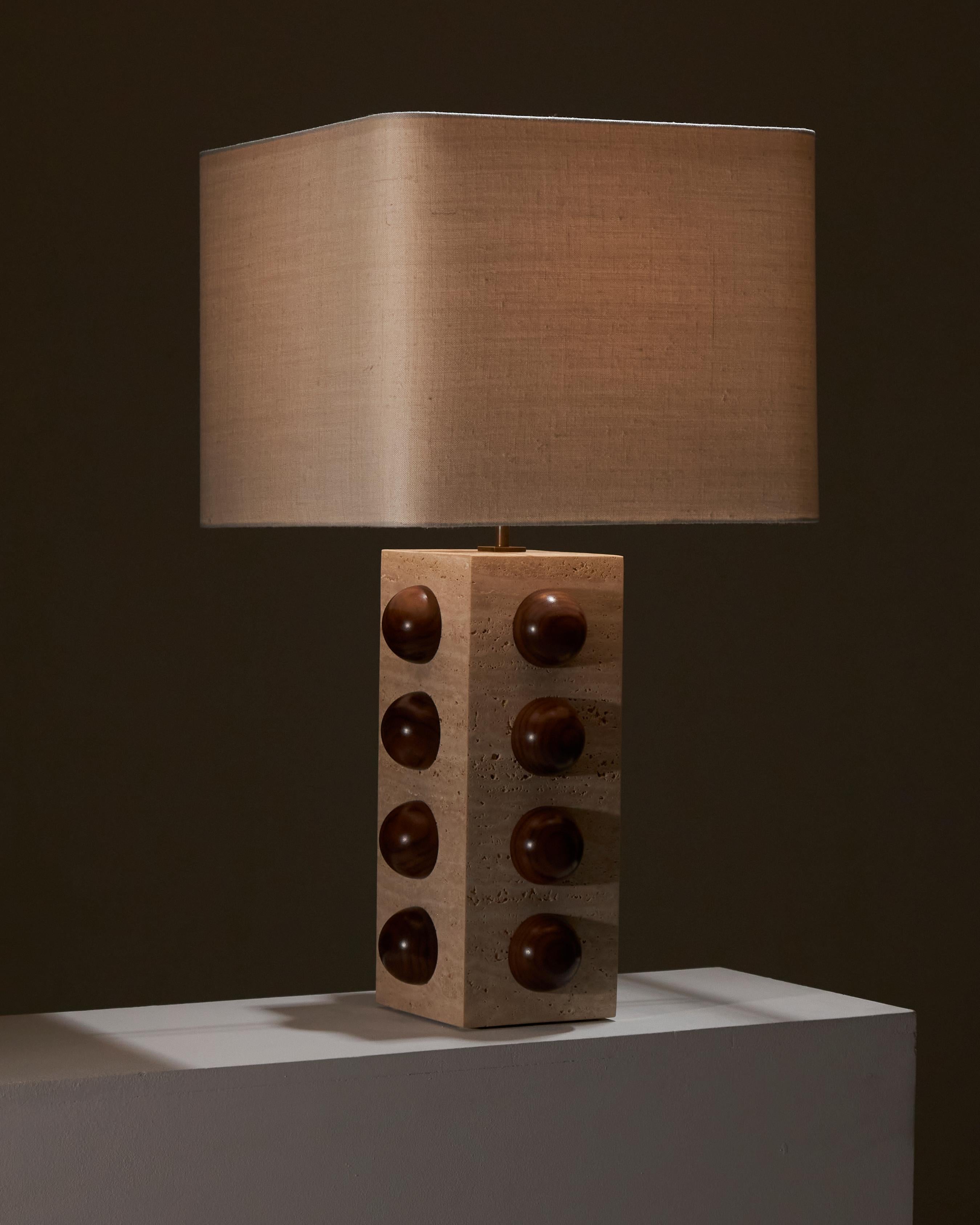 Bulle lamp in travertine and walnut For Sale 8