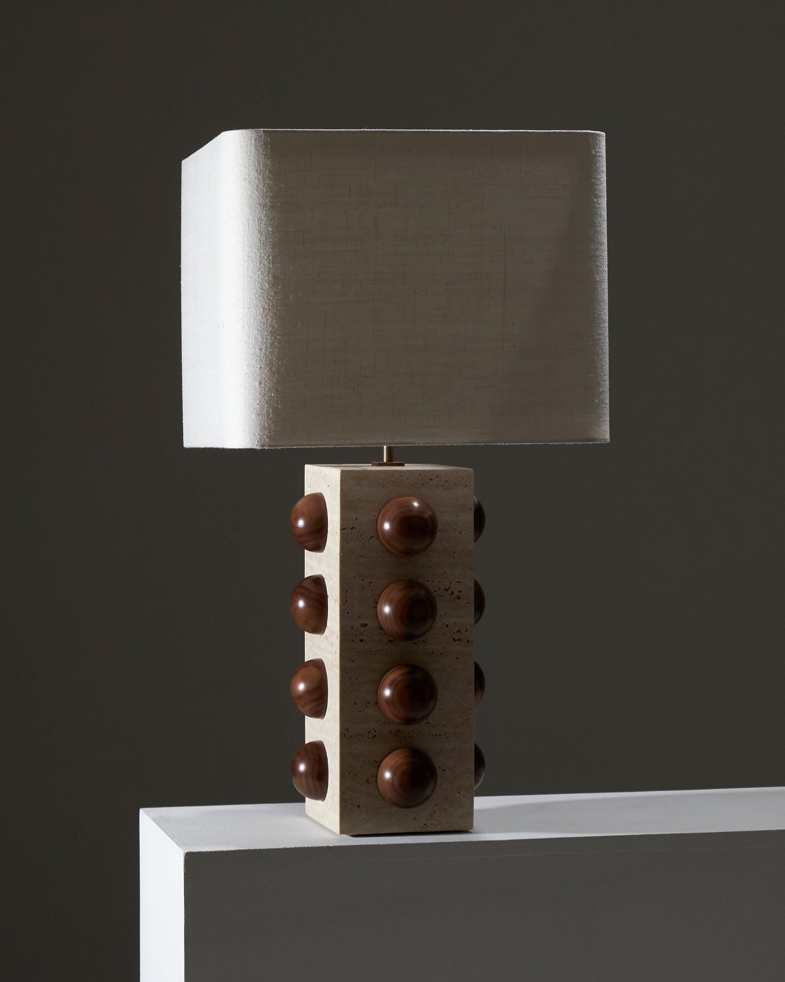 Bulle lamp in travertine and walnut For Sale 3